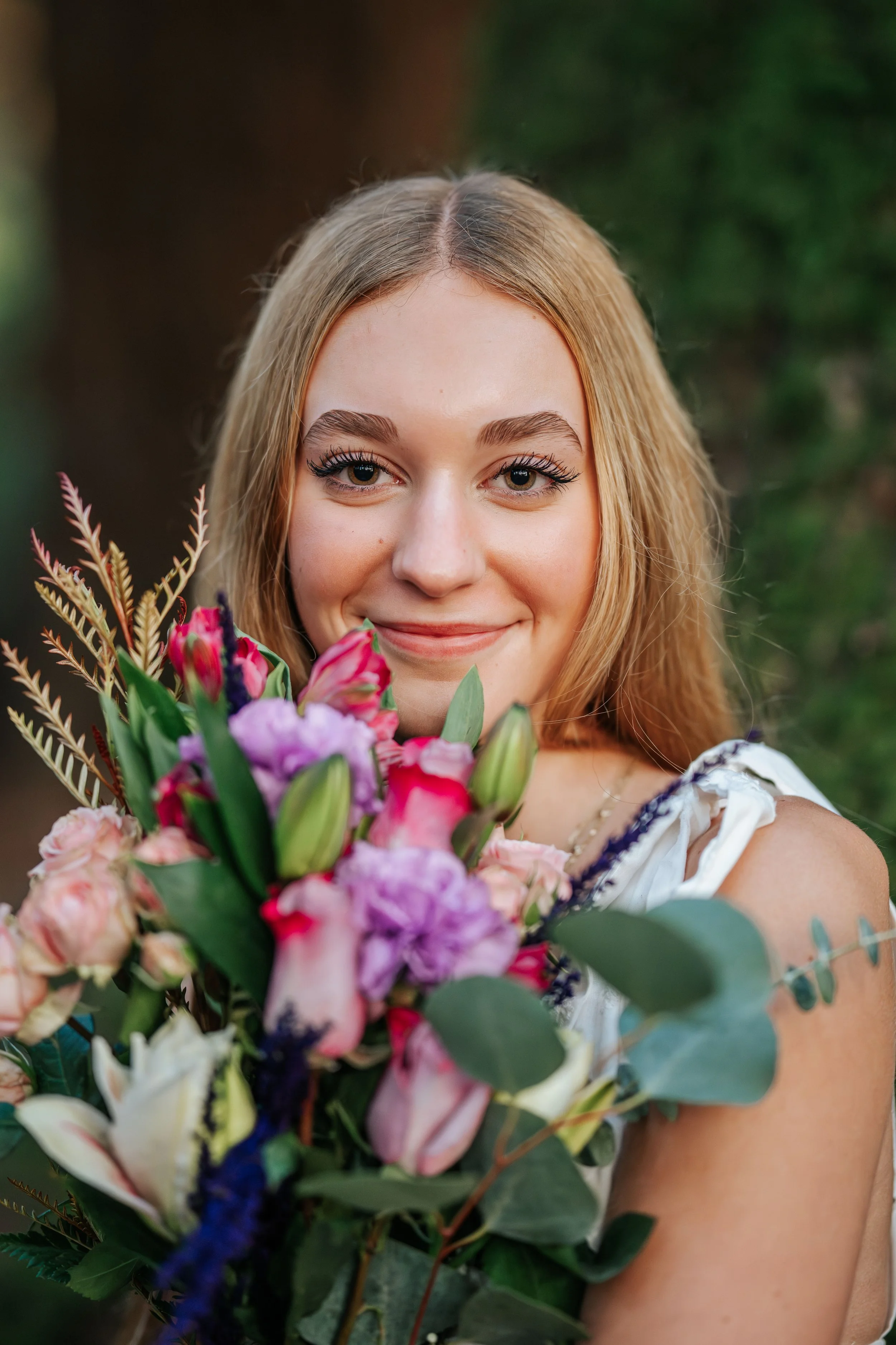 Beautiful senior portrait session in the redwoods of Humboldt County with Flowers and Tex Kelly