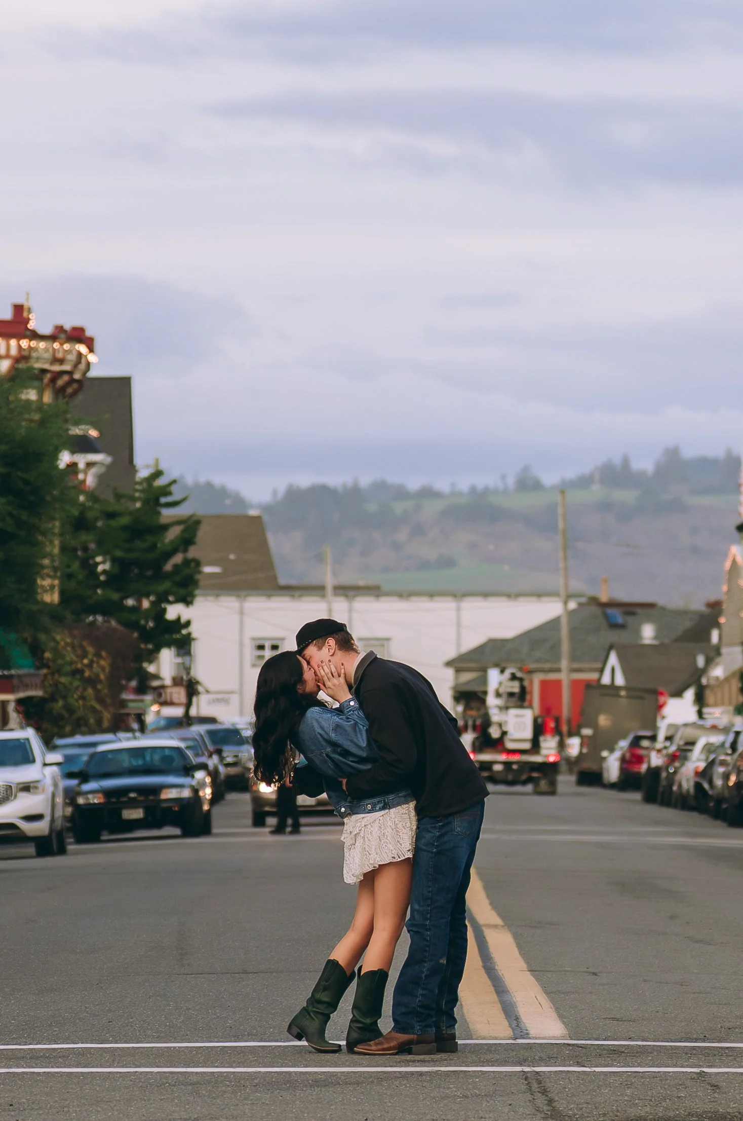 Surprise proposal on historic Ferndale Main Street in Humboldt County California by Tex Kelly Productions- Beautiful Victorian Village Proposal in Humboldt County