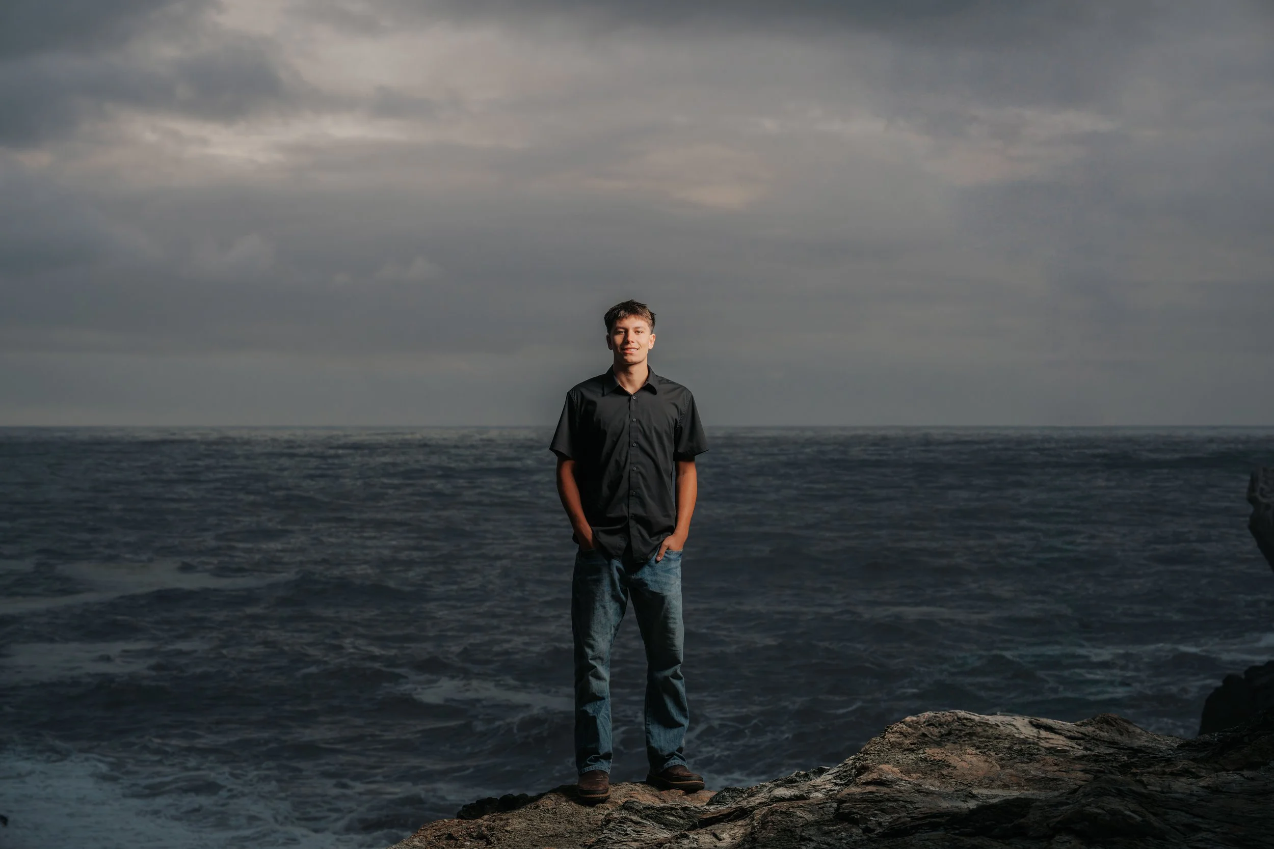Dramatic coastal cliffs senior portrait session Northern California by Tex Kelly Productions"
