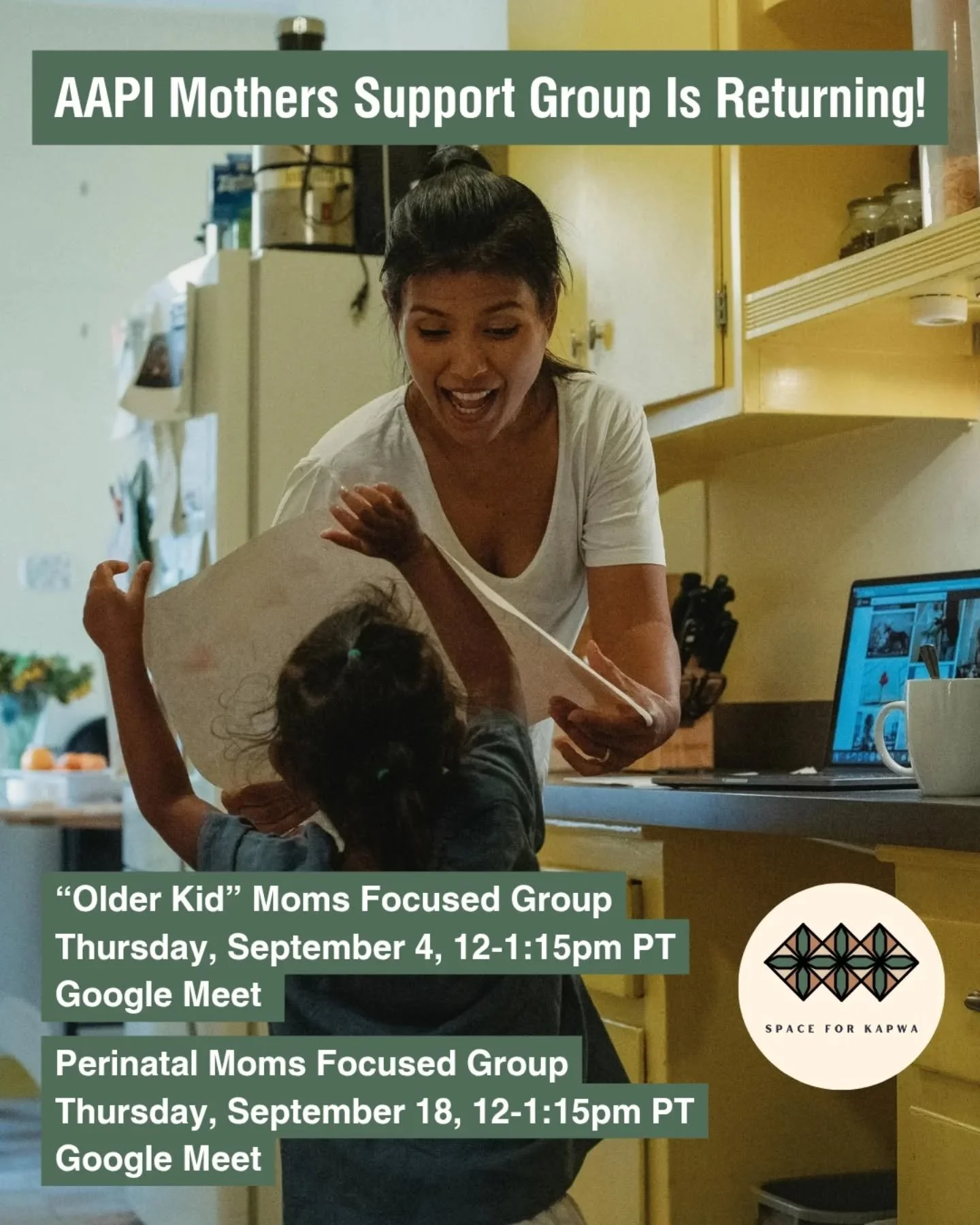 Save the date... AAPI Mothers Support Group returns September 4th!

We took the summer off to rest and re-envision. And now we're back, excited to continue to offer this much-needed virtual space for AAPI moms of all stages and walks of life to find 