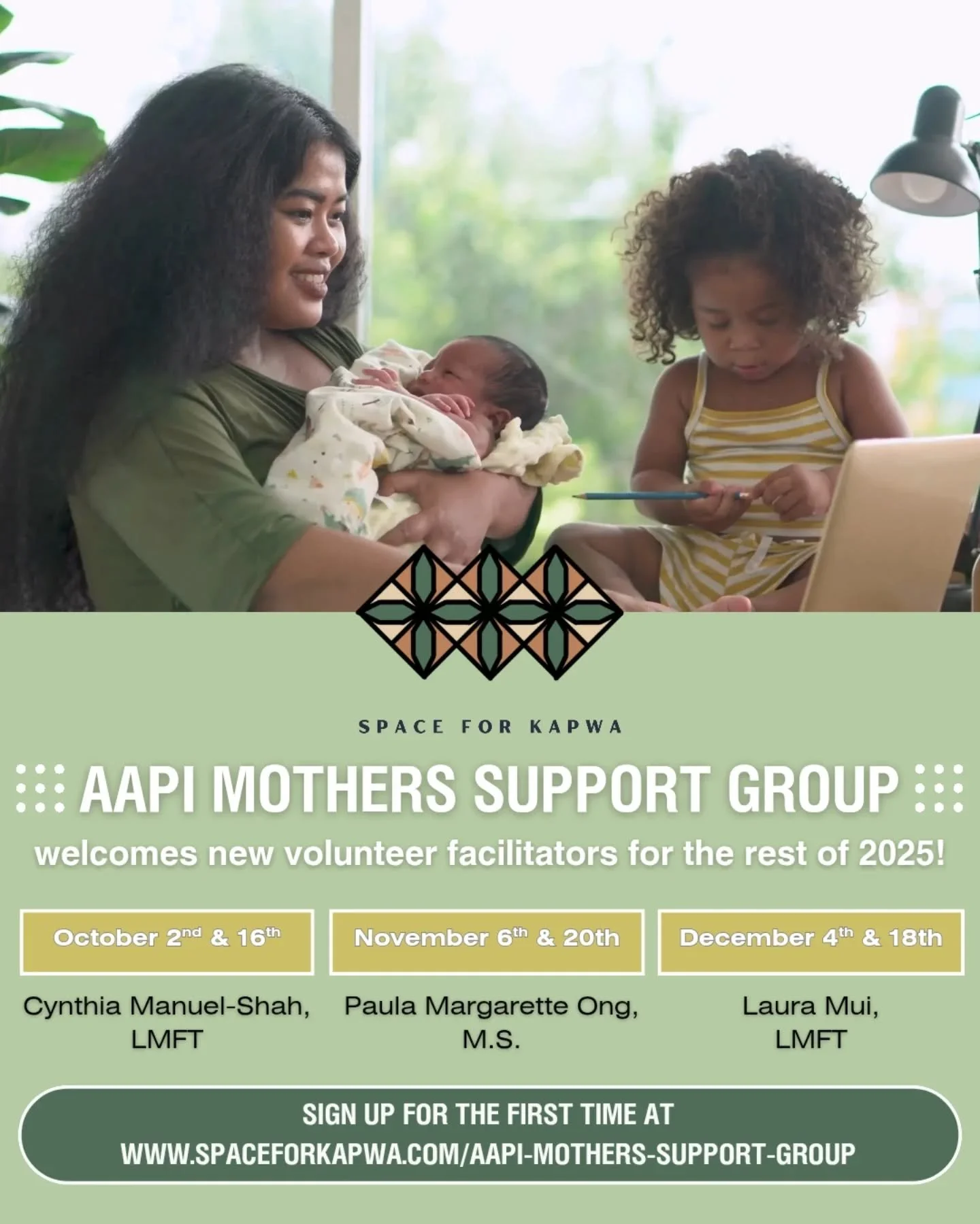 📢 Starting next week, @spaceforkapwa AAPI Mothers Support Group welcomes new volunteer group facilitators for an extra oomph of community energy!

At its essence, &quot;kapwa&quot; means shared humanity. We know that with so many Asian American, Pac