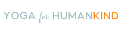 Text reading "YOGA for HUMANKIND" on a black background