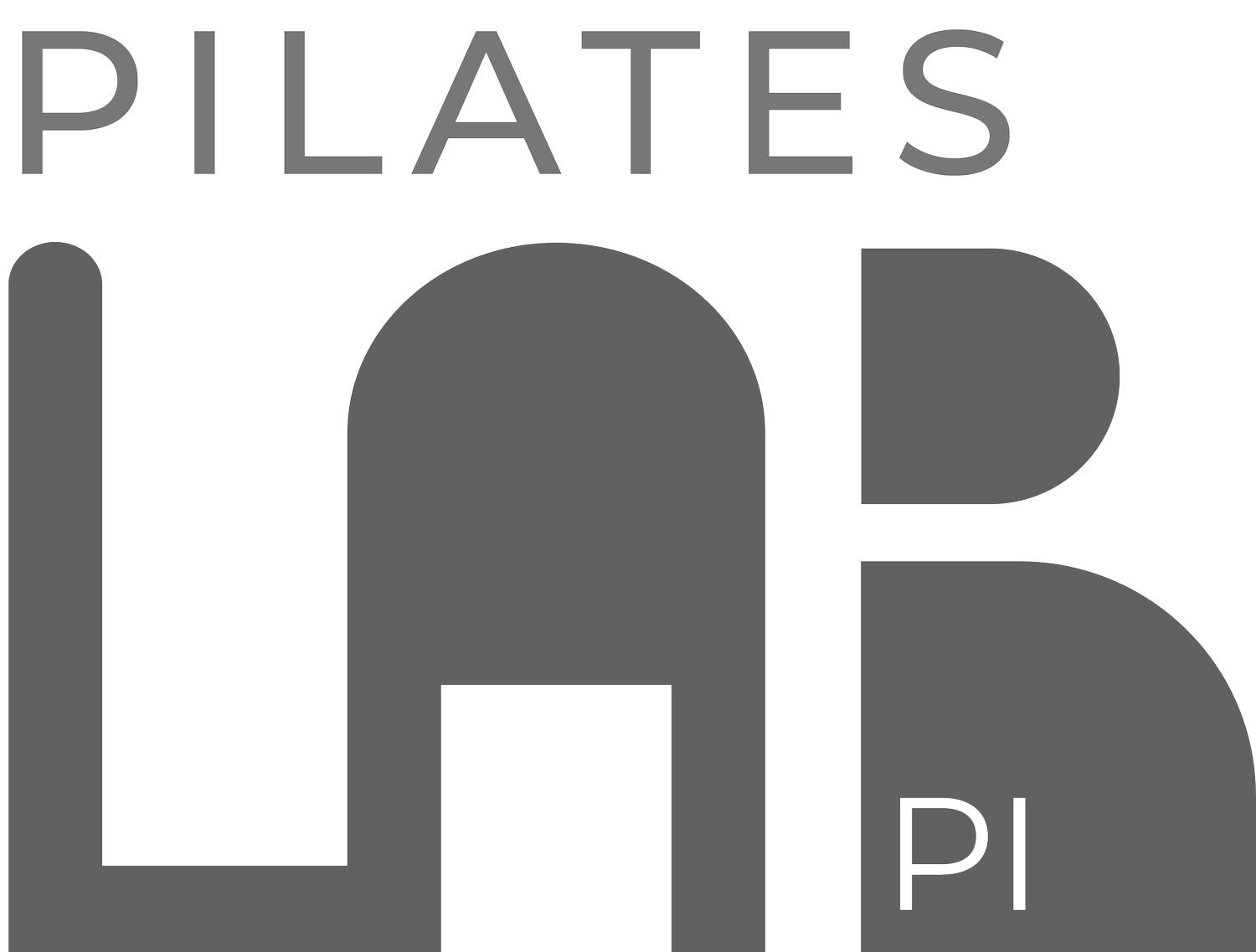 Logo for Pilates Lab, a fitness studio, featuring large stylized letters 'PL' and the words 'Pilates Lab' at the top.
