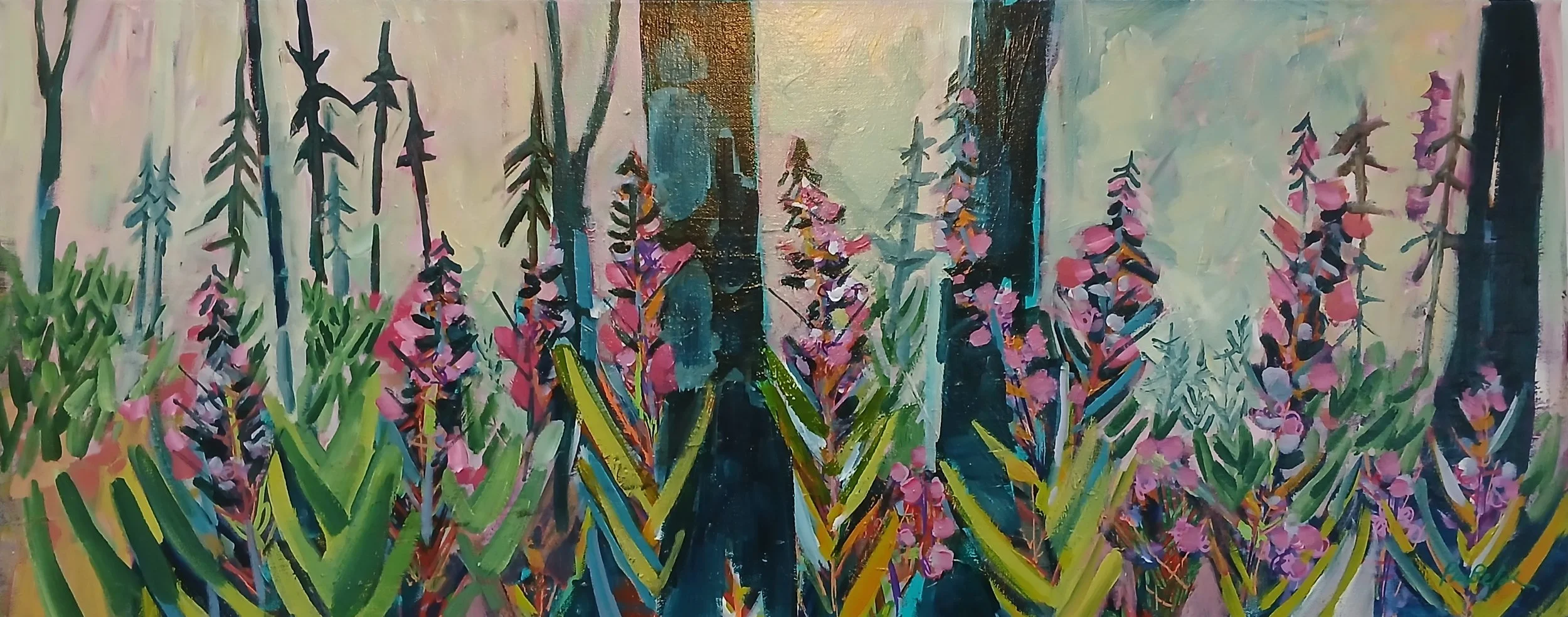 Fireweed (After the Fire) 16"x40"