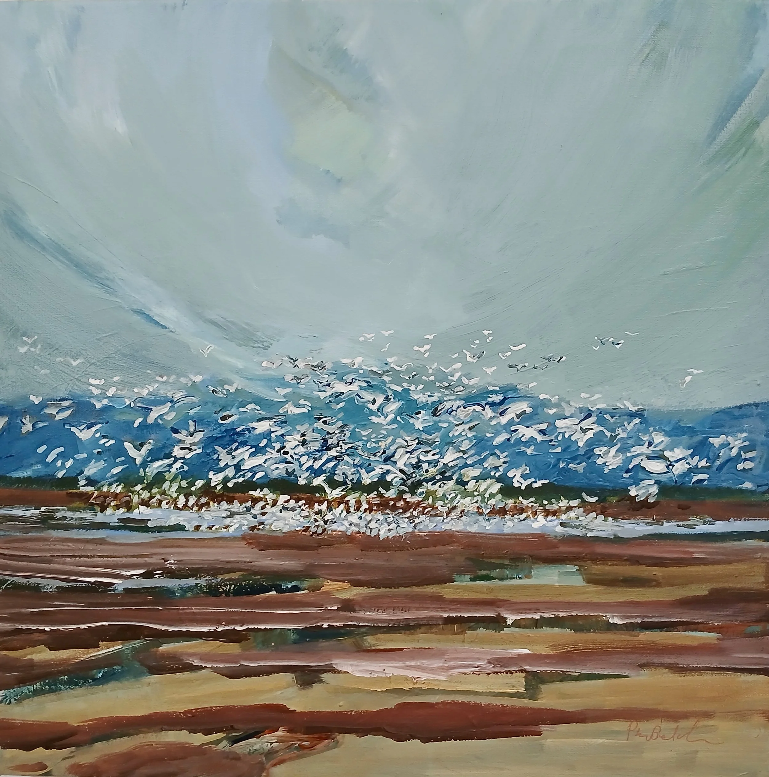 Cacophony (Snow Geese on the Move), 24"x24"
