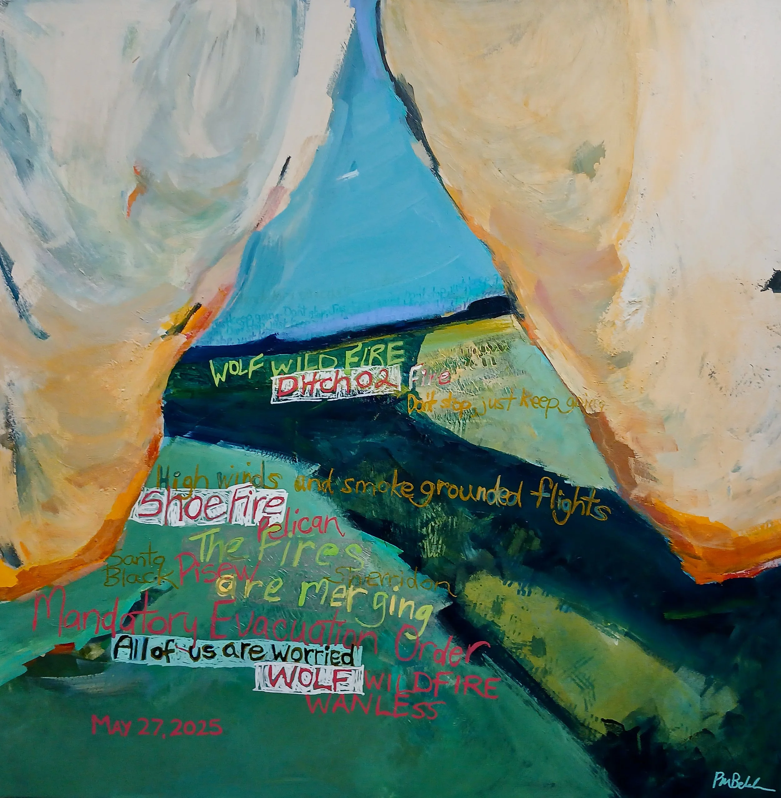 The Fires are Merging, May 27, 2025, 36"x36"
