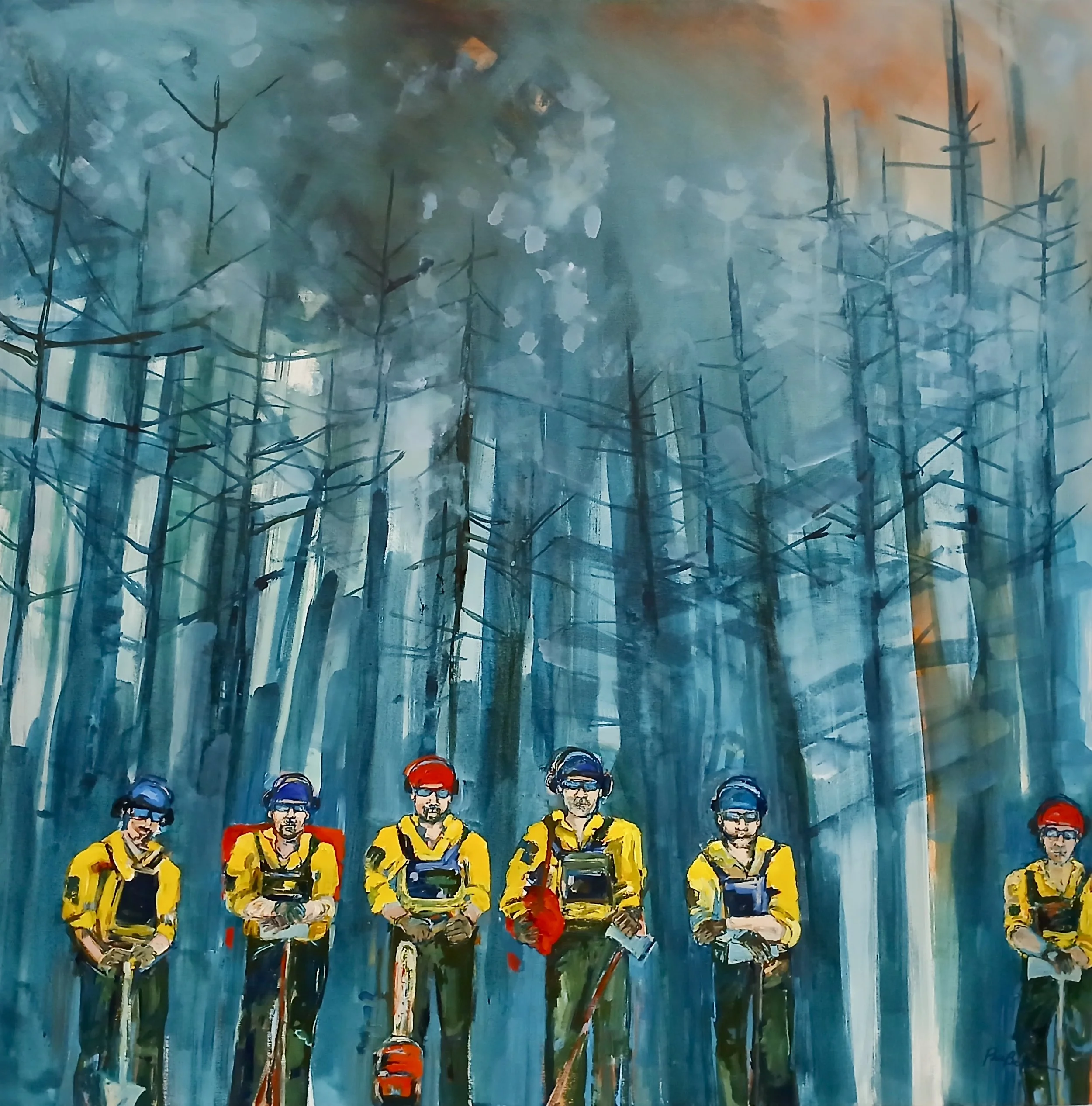 Fighting Fire (The Superheroes), 36"x36"