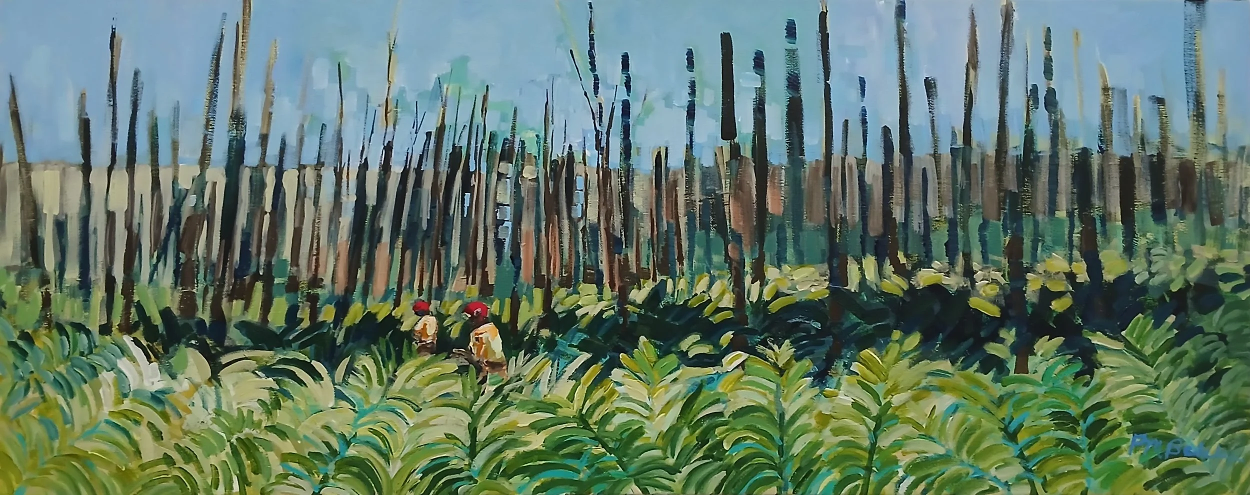 Walking Among the Ferns (After the Fire) , 16"x40"