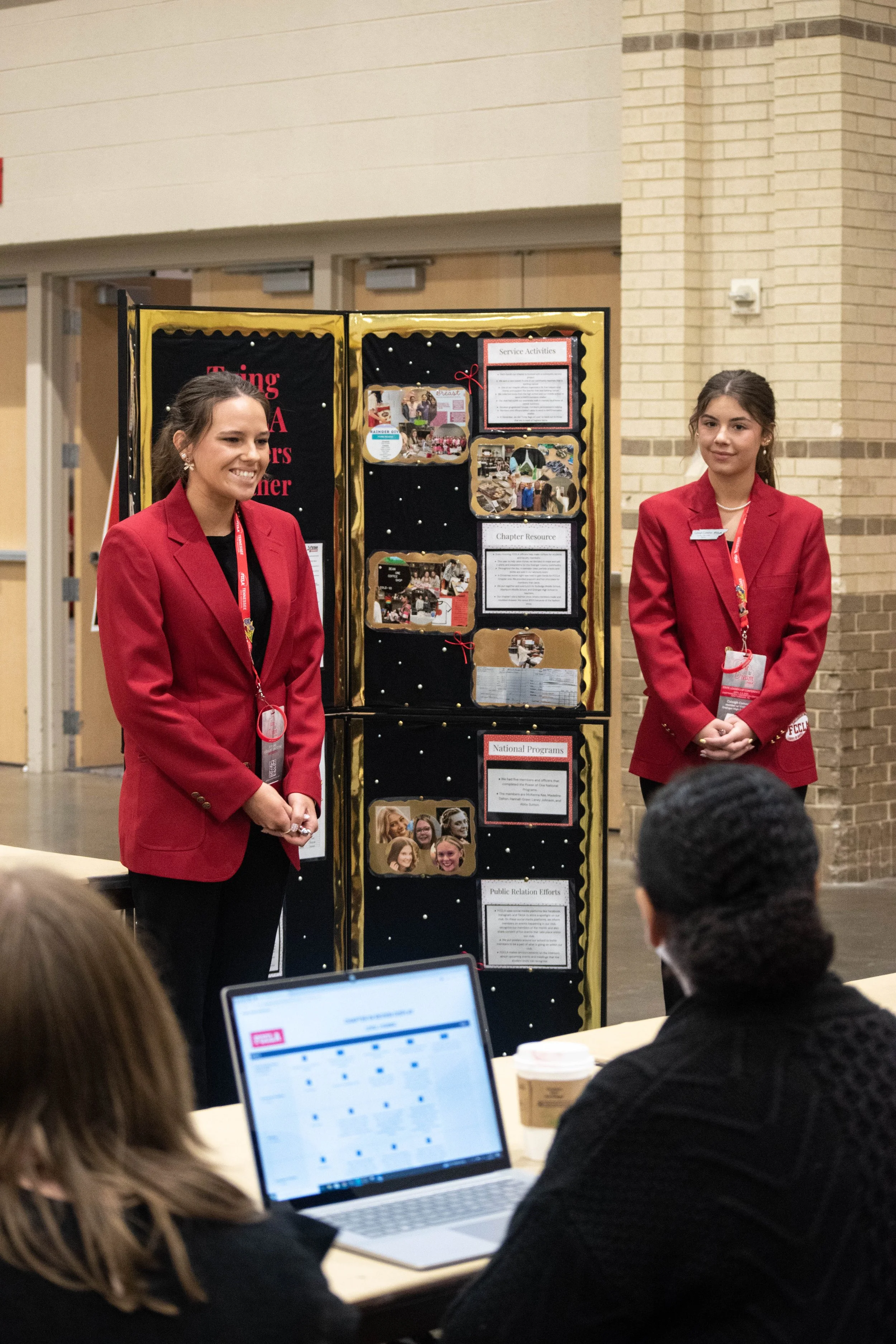 FCCLA members present their competition project in front of volunteer judges.