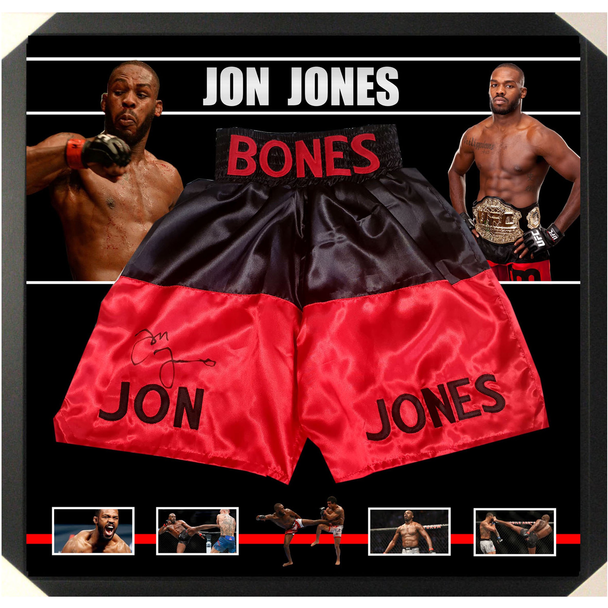 Jon Jones Signed & Framed UFC Fight Trunks (PSA DNA)