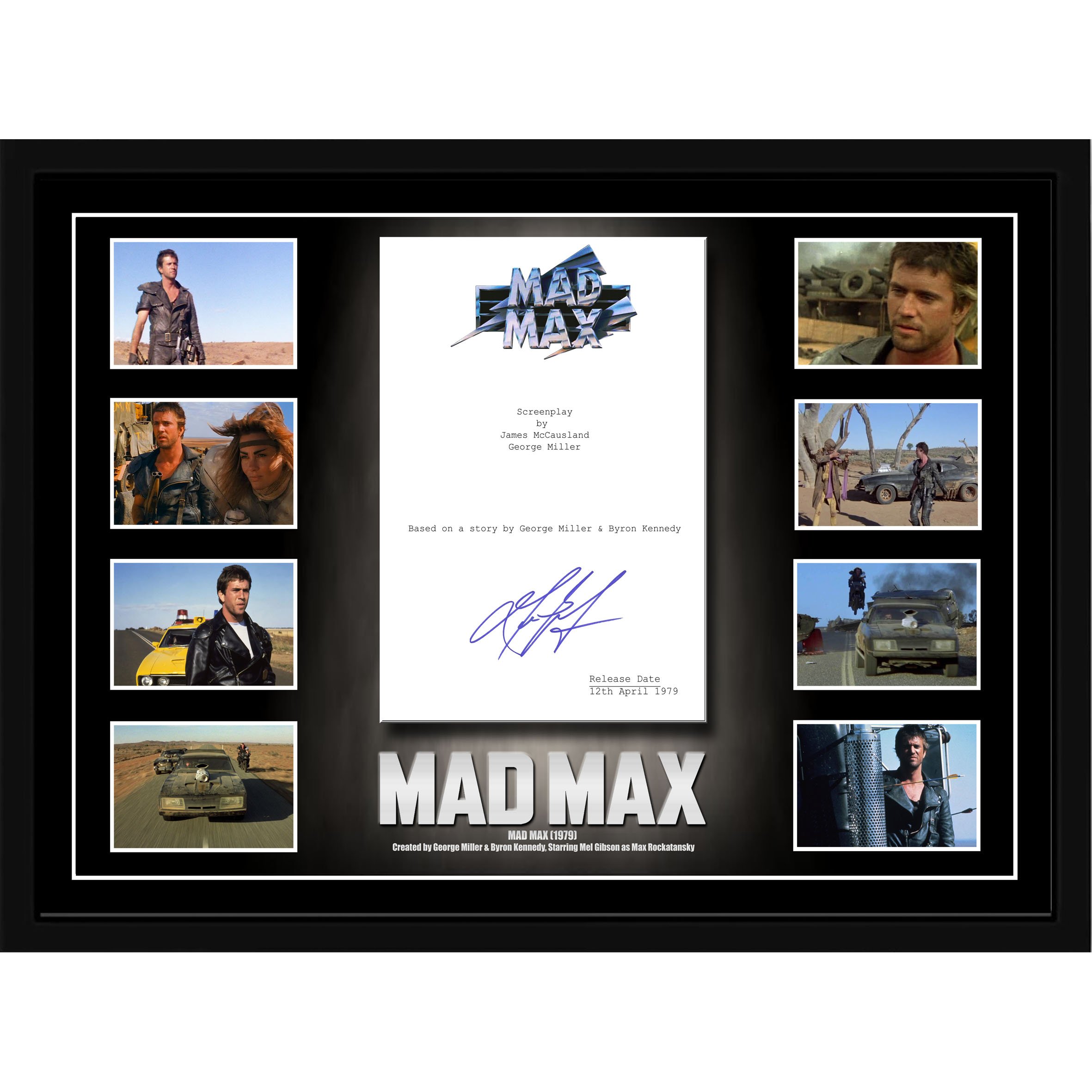 Mad Max Mel Gibson Framed Movie Script Memorabilia