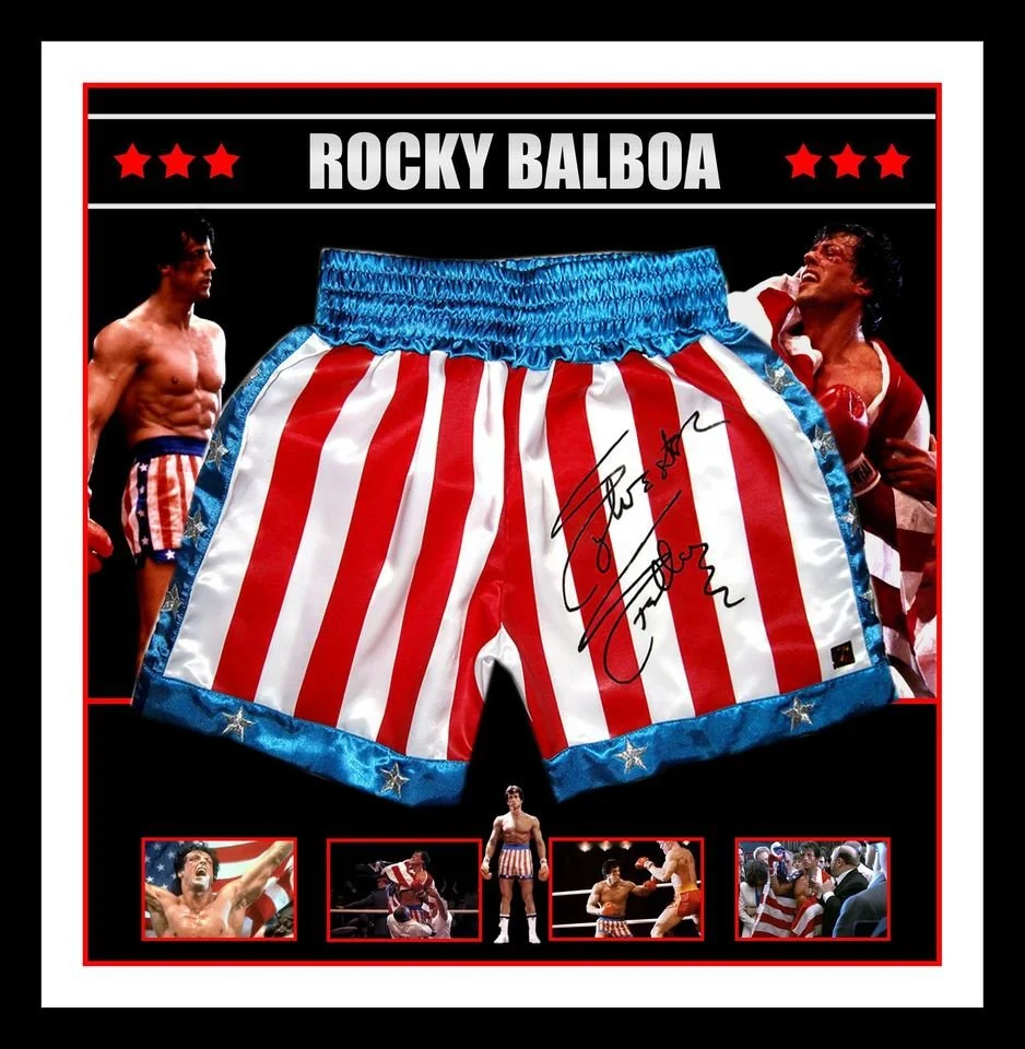 Sylvester Stallone Rocky Balboa Signed & Framed Trunks - ASI Authentication