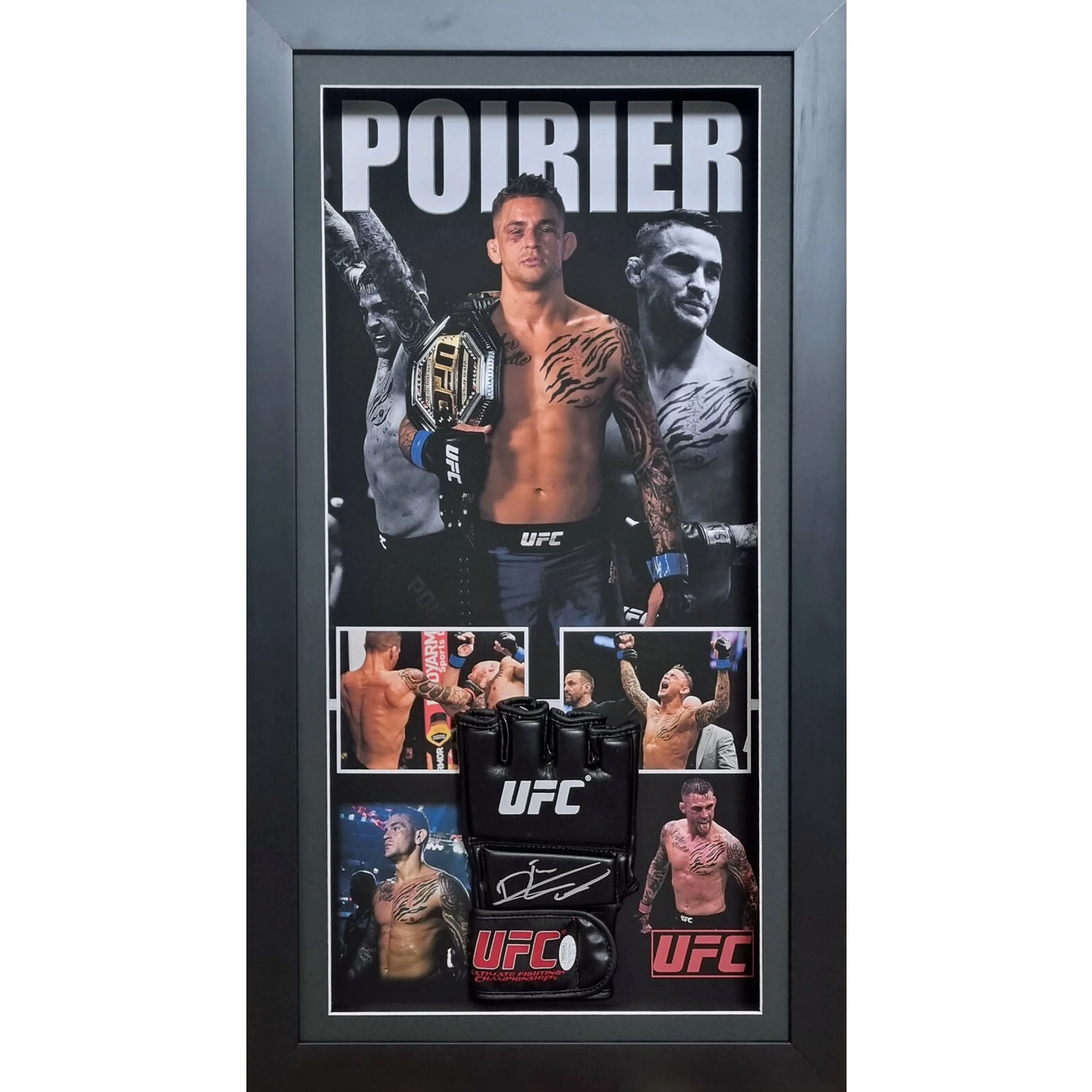 DUSTIN 'The Diamond' POIRIER Signed & Framed UFC Glove (James Spence JSA)