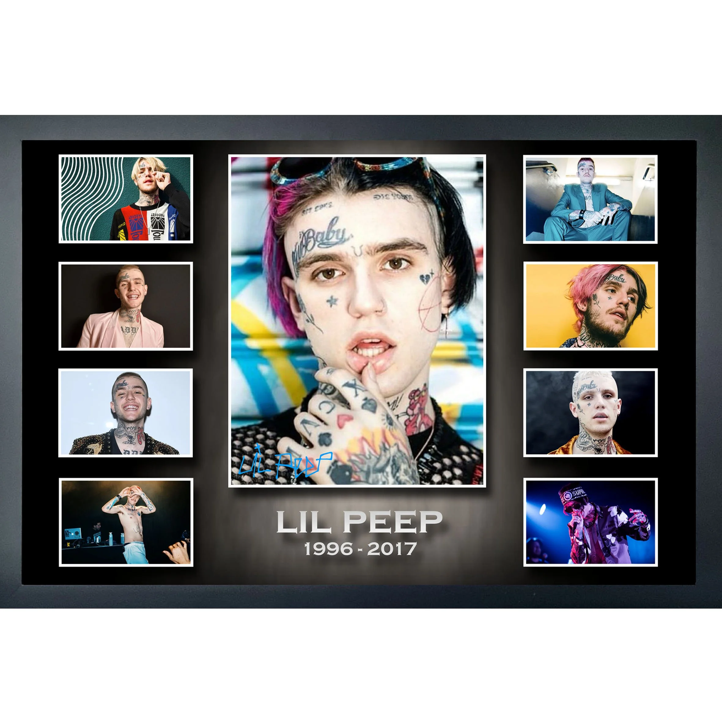 LIL PEEP Tribute Signed & Framed Collage Memorabilia