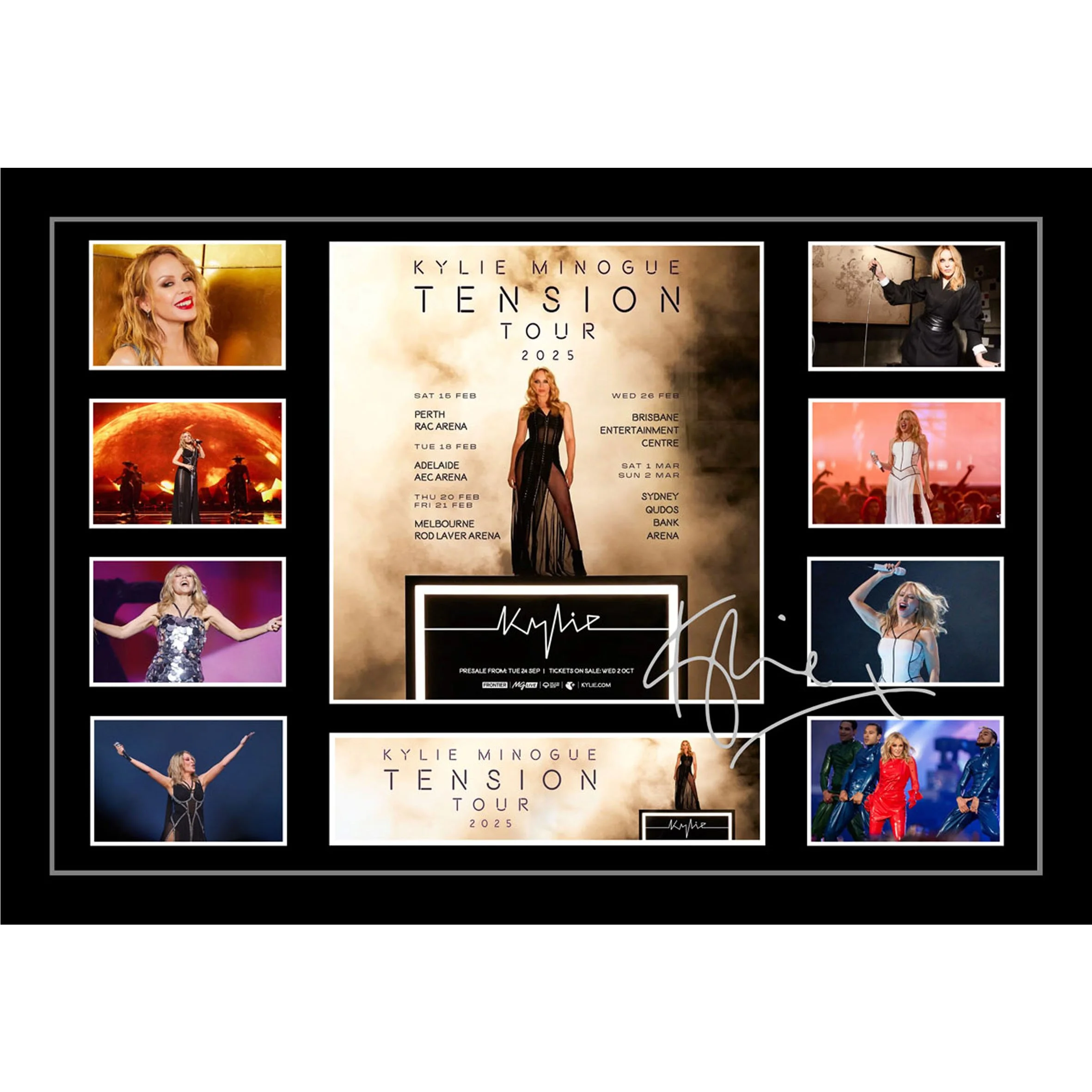 Kylie Minogue 2025 Tension Australian Tour Signed Framed Memorabilia