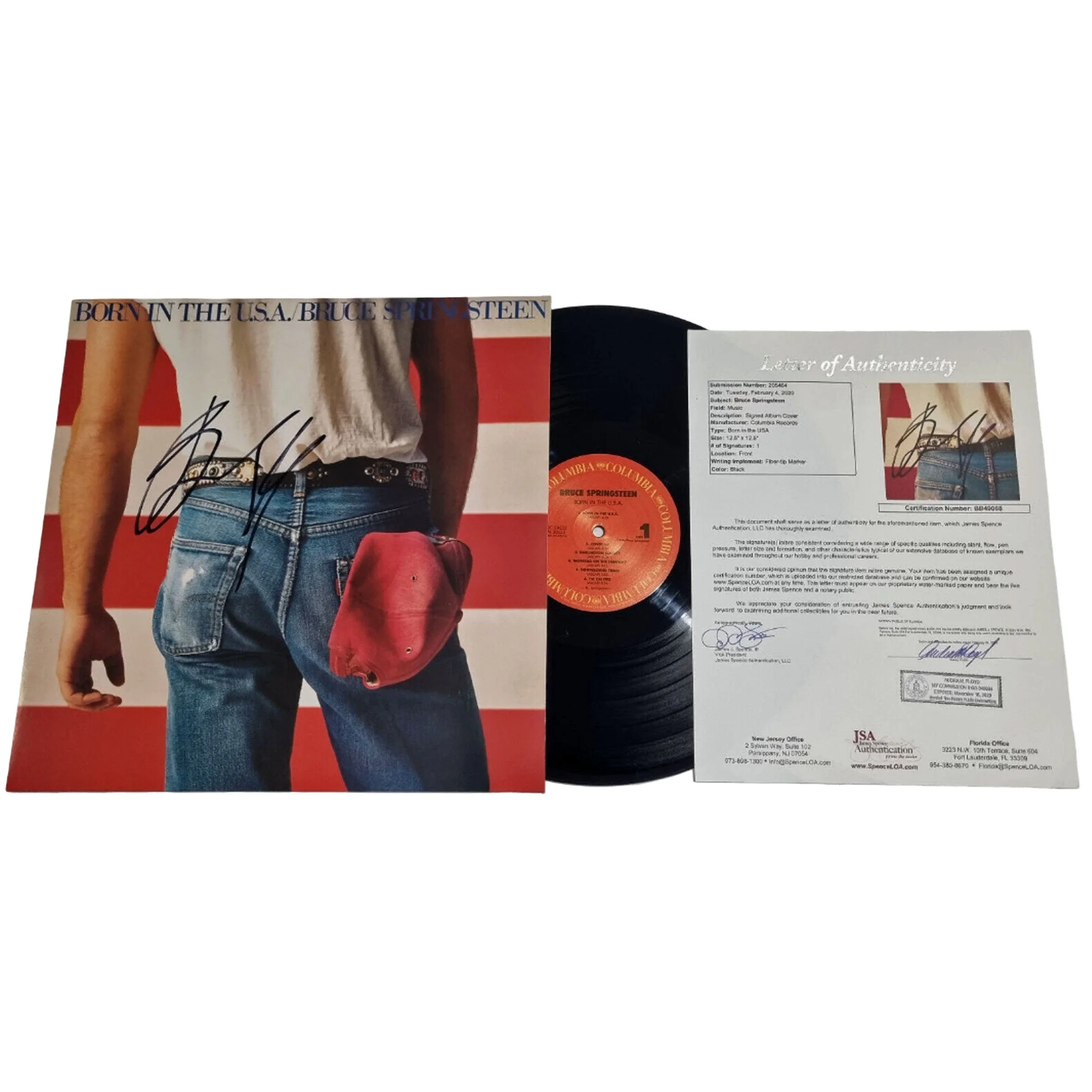 BRUCE SPRINGSTEEN SIGNED 'BORN IN THE USA' VINYL ALBUM (James Pence #BB49068)