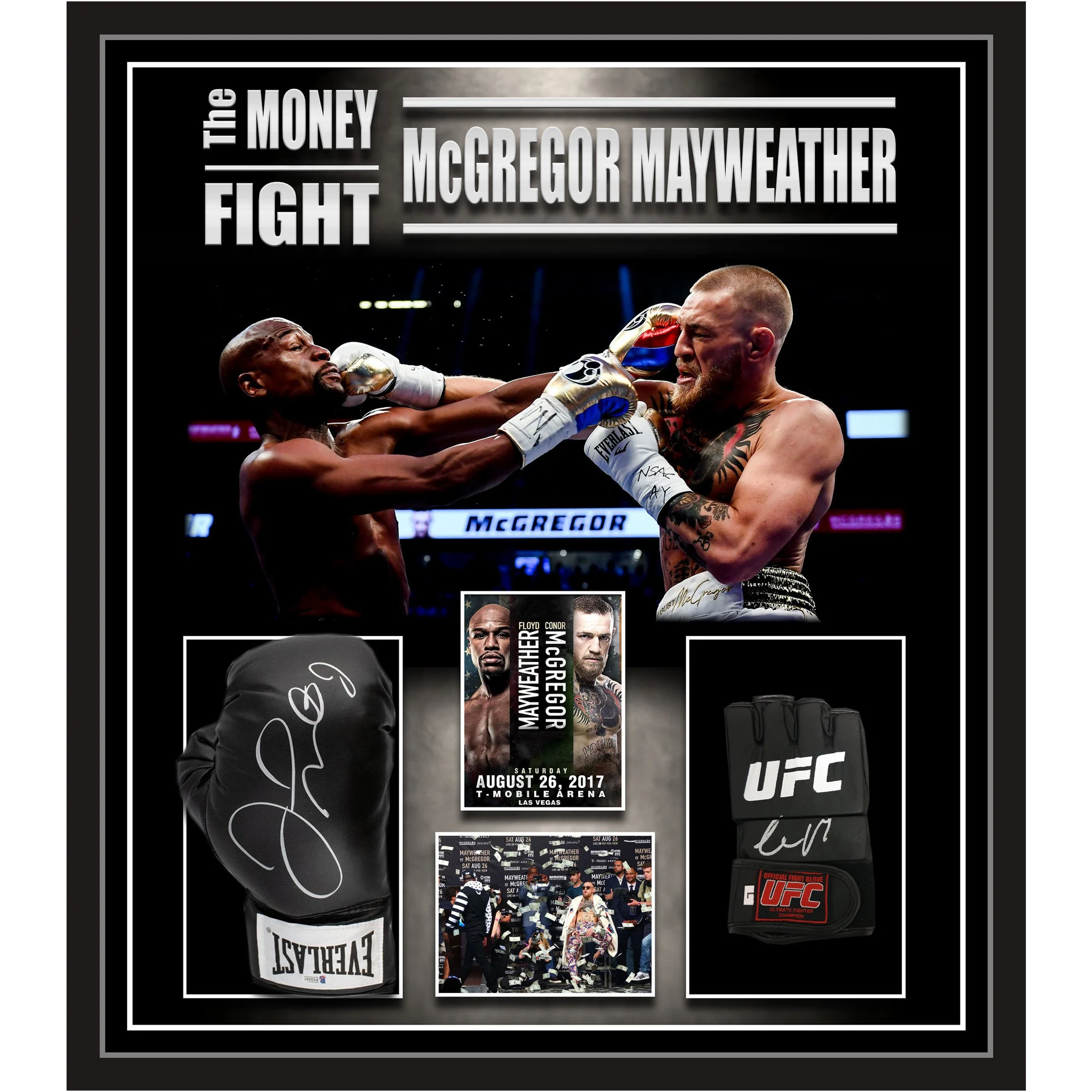 'The Money Fight' Floyd Mayweather & Conor McGregor Dual Signed & Framed Gloves (Beckett)