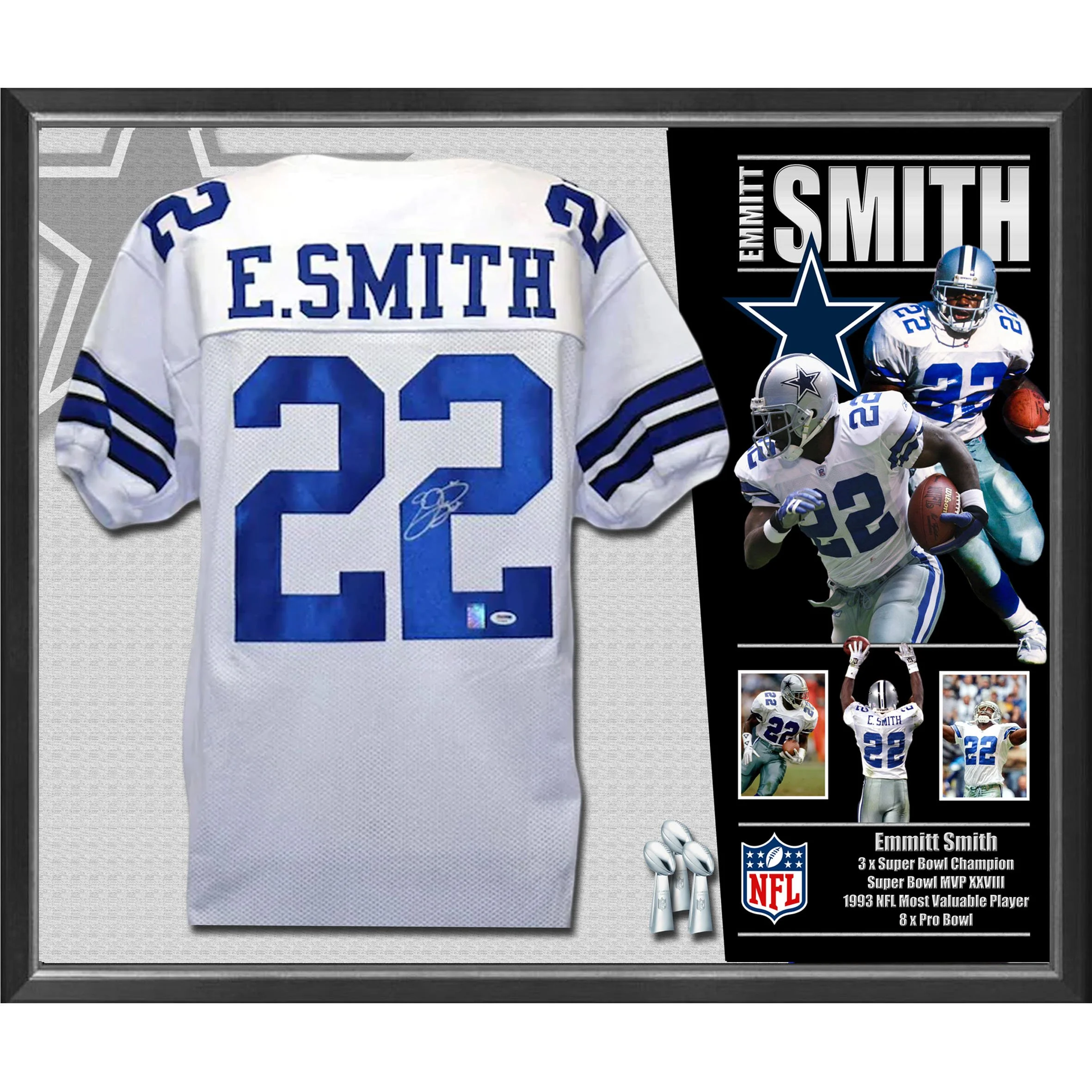 Emmitt Smith Dallas Cowboys Signed & Framed Jersey (Beckett)