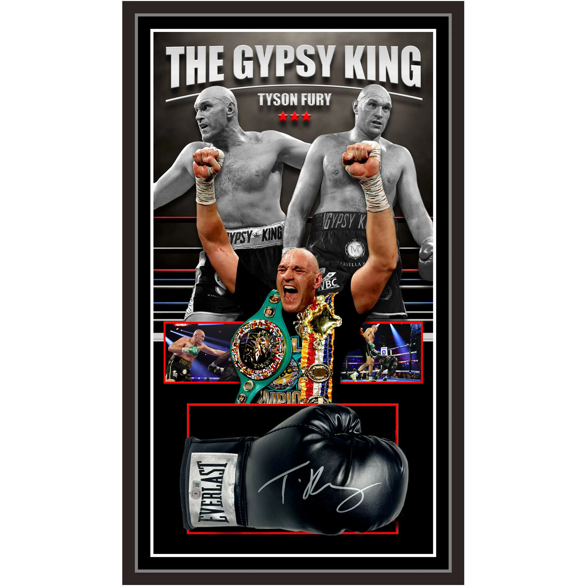 Tyson Fury 'Gypsy King' Signed & Framed Black Everlast Boxing Glove (Beckett - BAS)