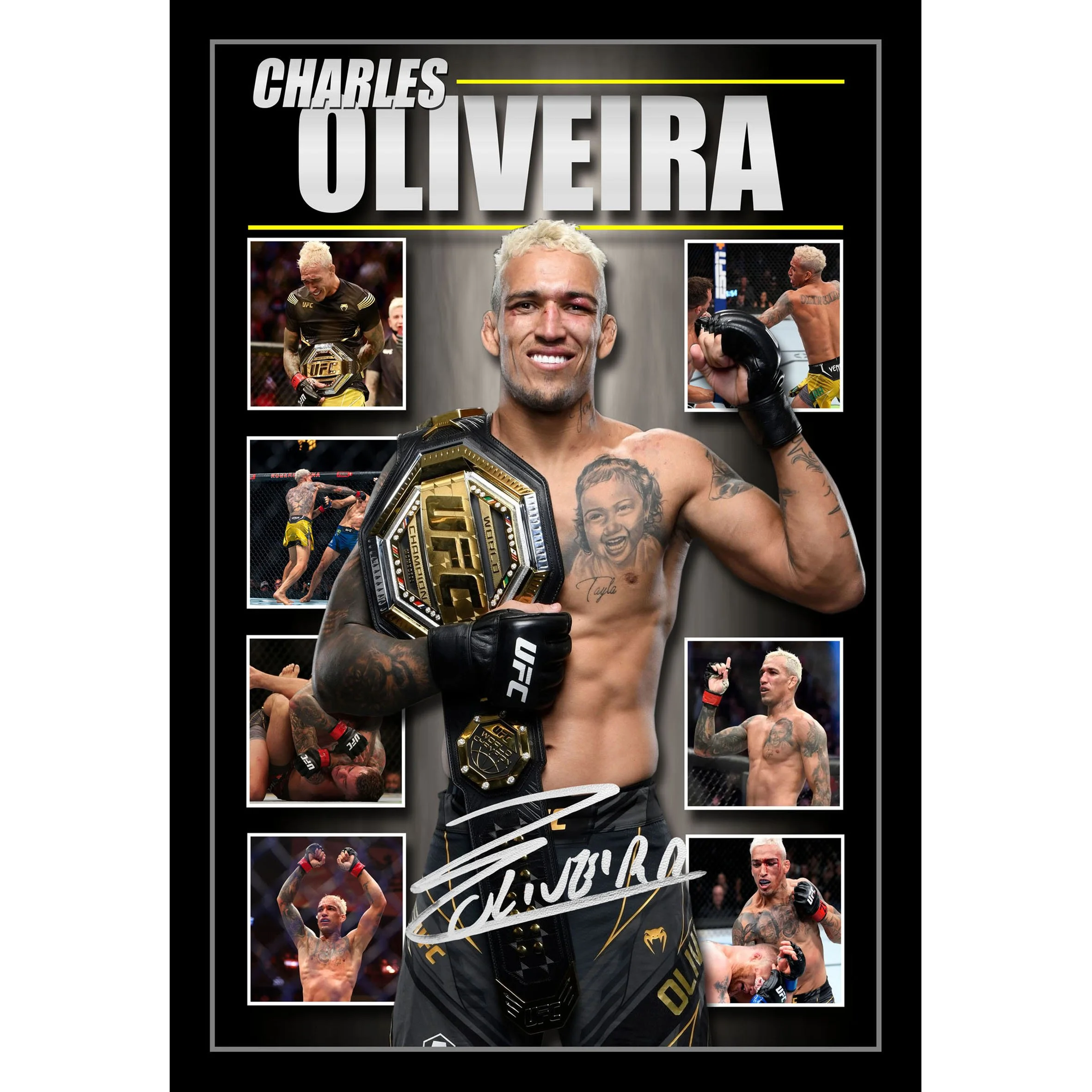 Charles 'Do Bronx' Oliveira Framed UFC Champion Signed Memorabilia - Large