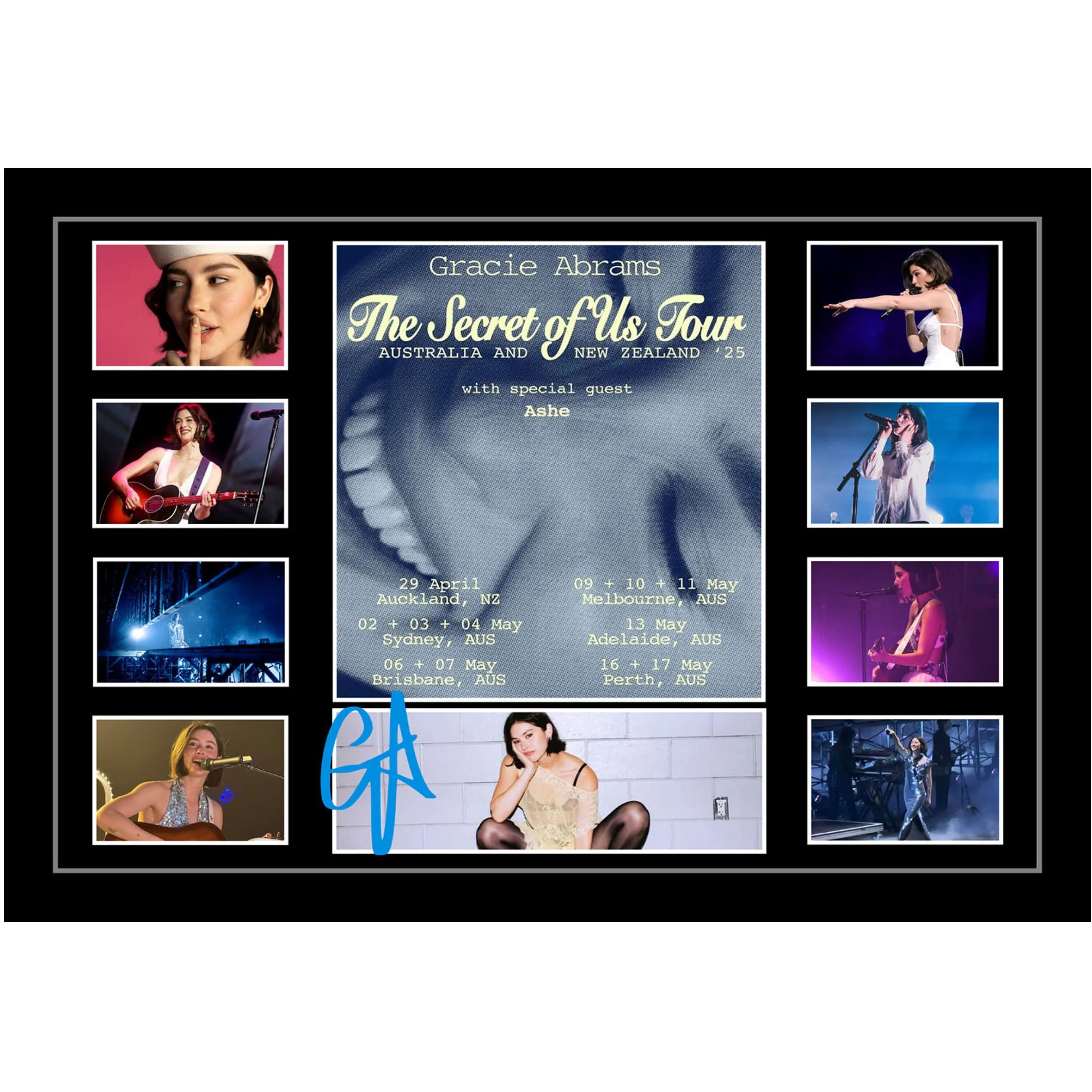 Gracie Abrams 2025 Australian 'Secret of Us' Tour Signed Framed Memorabilia