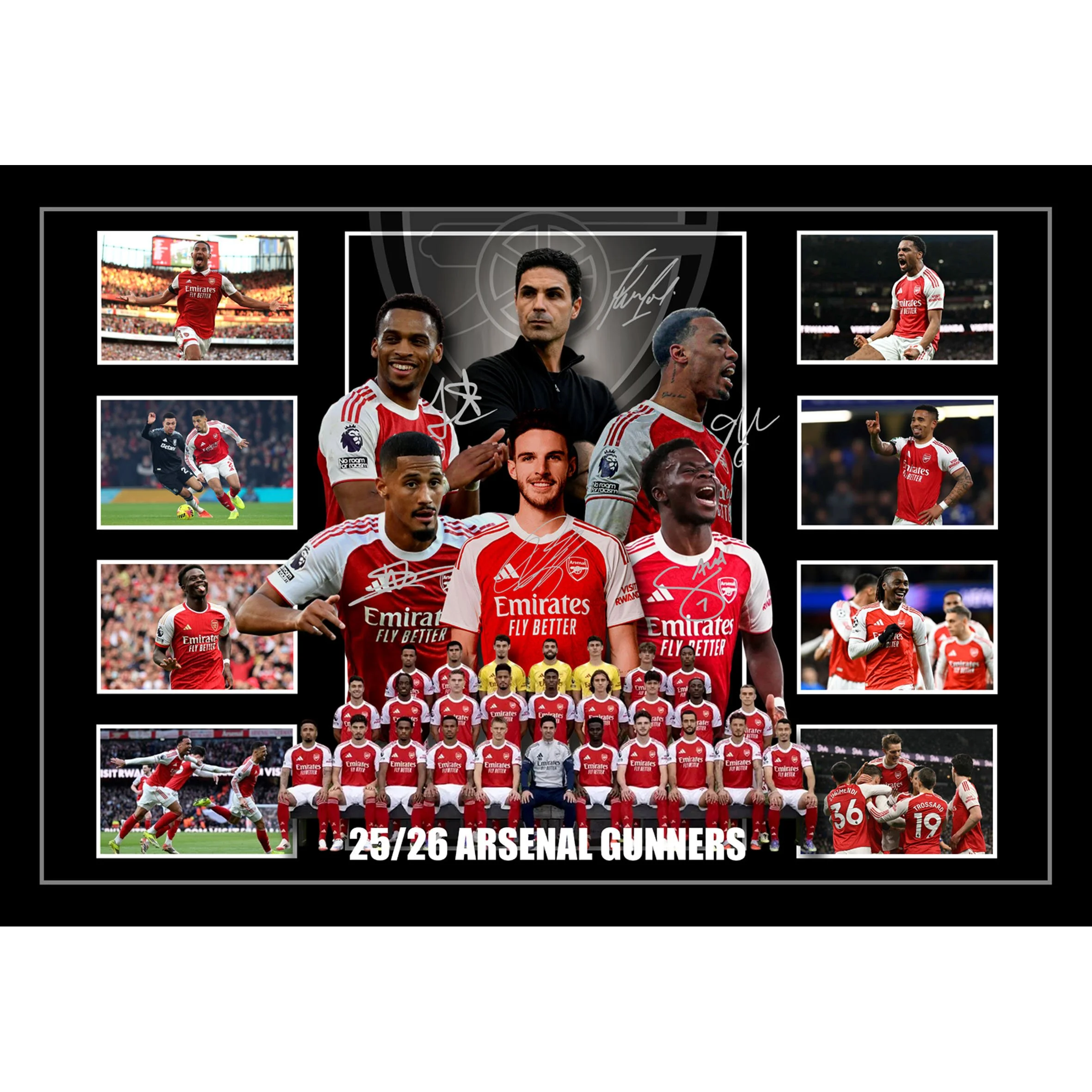 2026 Arsenal Gunners EPL Champions Framed Sportsprint - Saka Rice