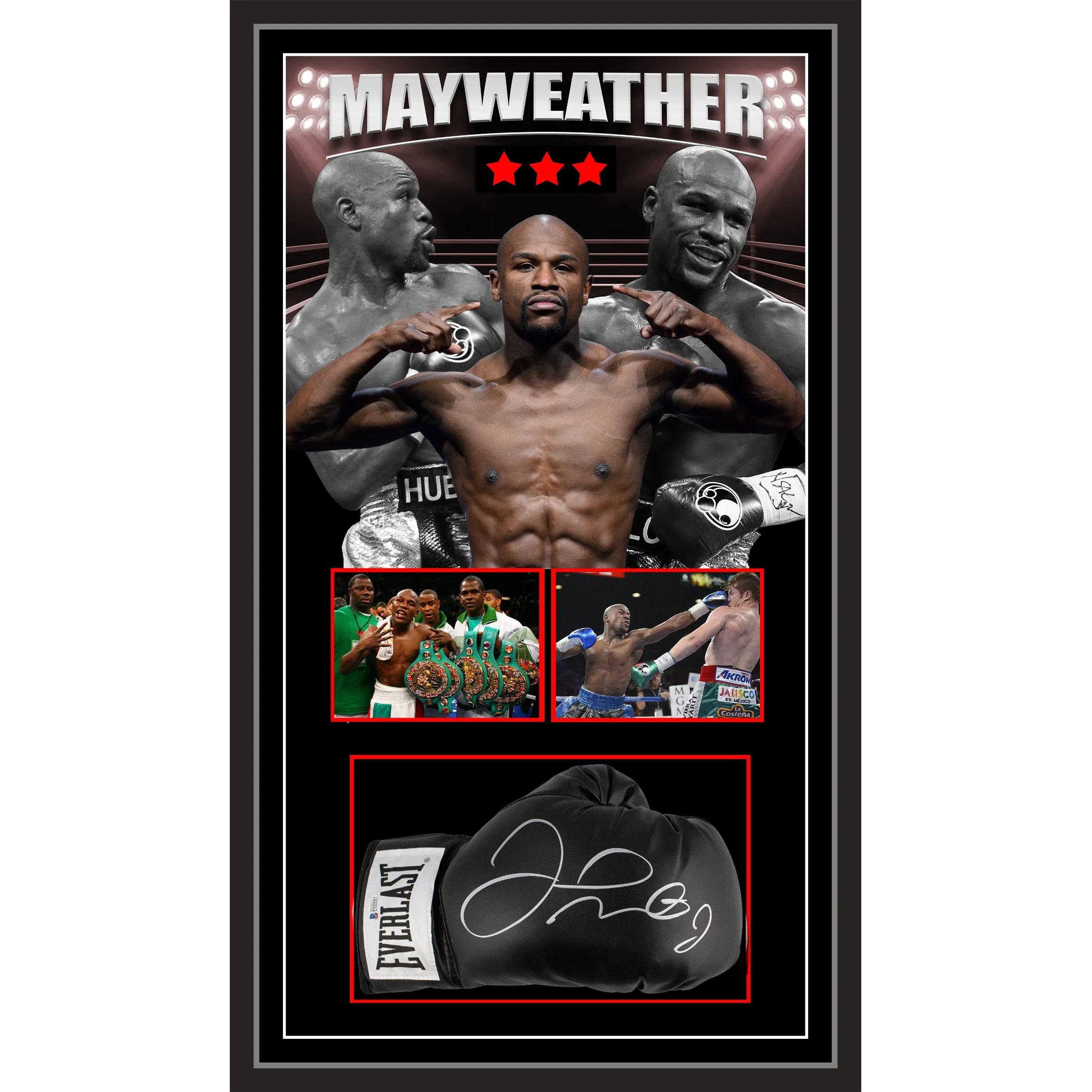 Floyd Mayweather Jnr Signed & Framed Black Everlast Boxing Glove (Beckett - BAS)