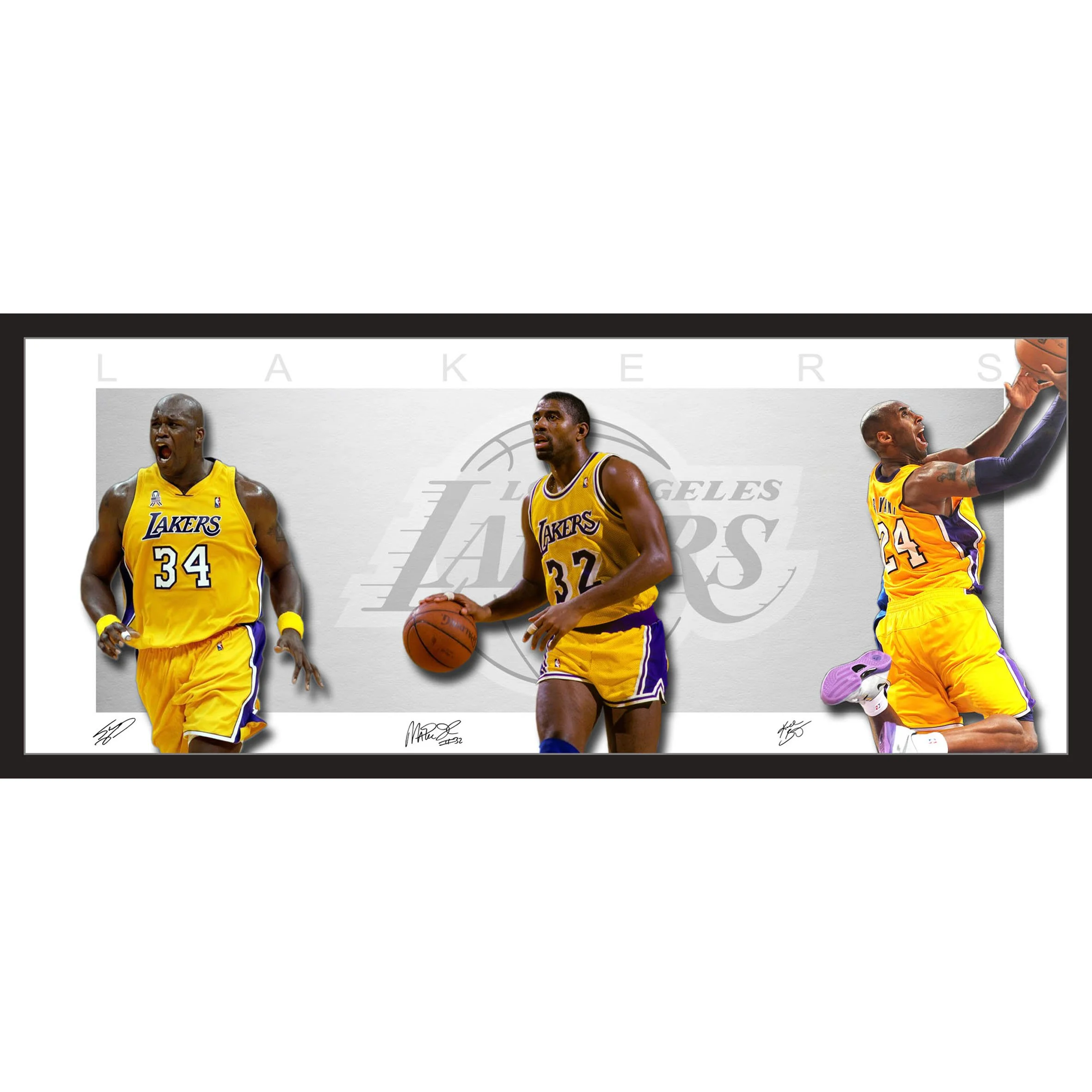 LA Lakers Kobe Shaq Magic Framed Lithograph Memorabilia