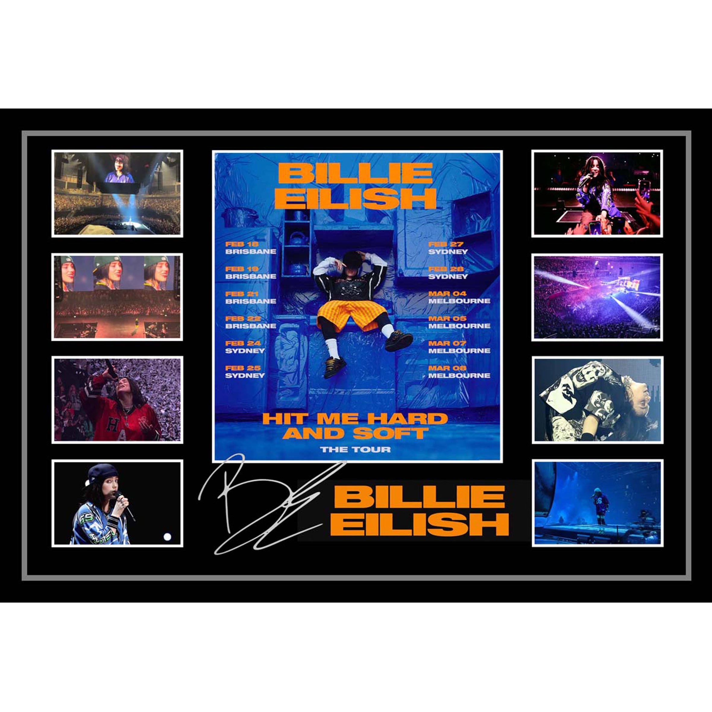 Billie Eilish 'Hit me Hard & Soft' Australian Tour Signed Framed Memorabilia