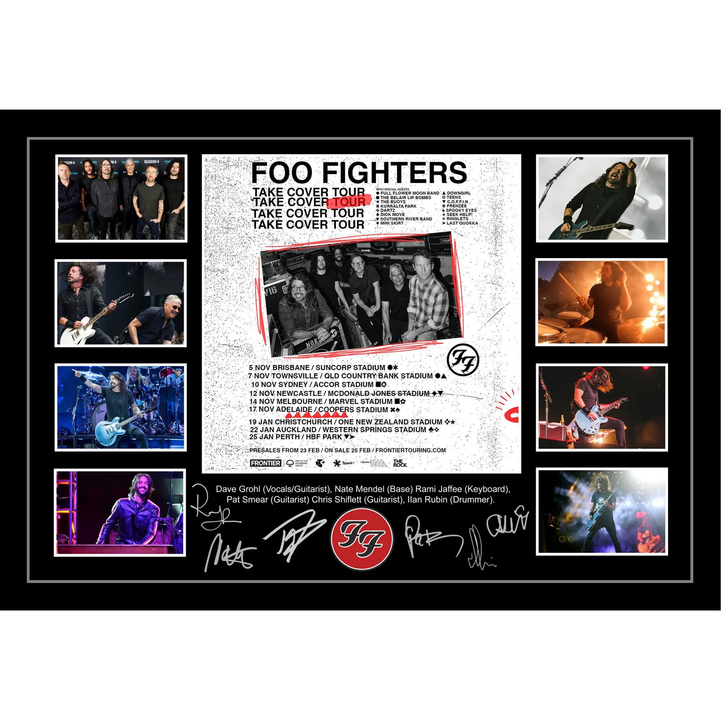 Foo Fighters - 2026 'Take Cover' Australian Tour Signed & Framed Memorabilia (Copy)