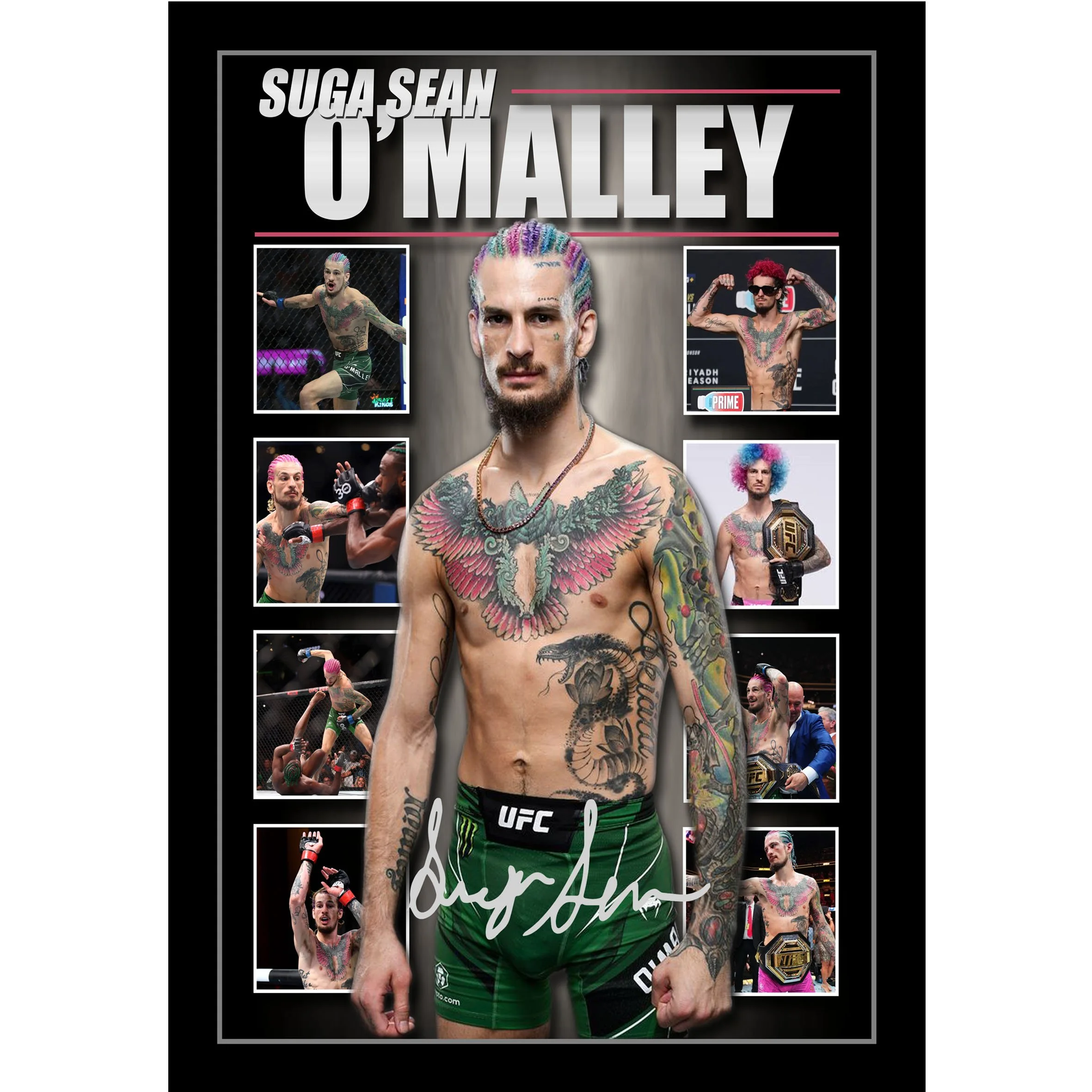 Sean 'SUGA' O'Malley Framed UFC Champion Signed Memorabilia - Large