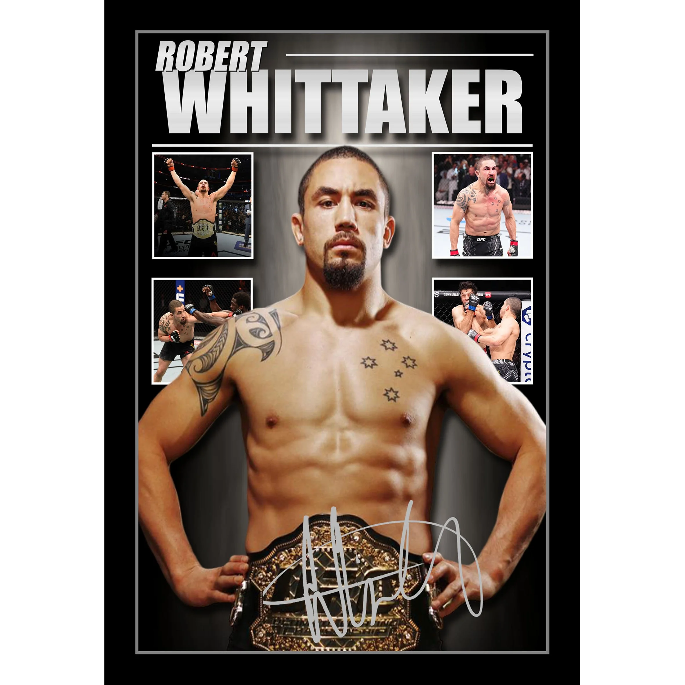 Robert 'The Reaper' Whittaker Signed & Framed UFC Champion Memorabilia - Large