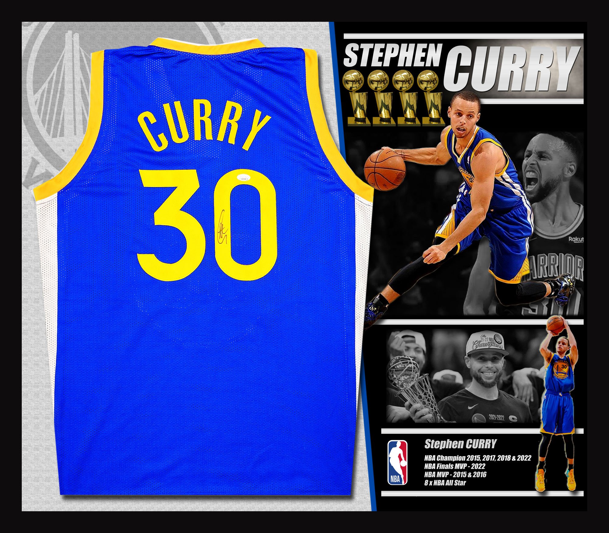 Curry Steph Jersey Framed_sports memorabilia​