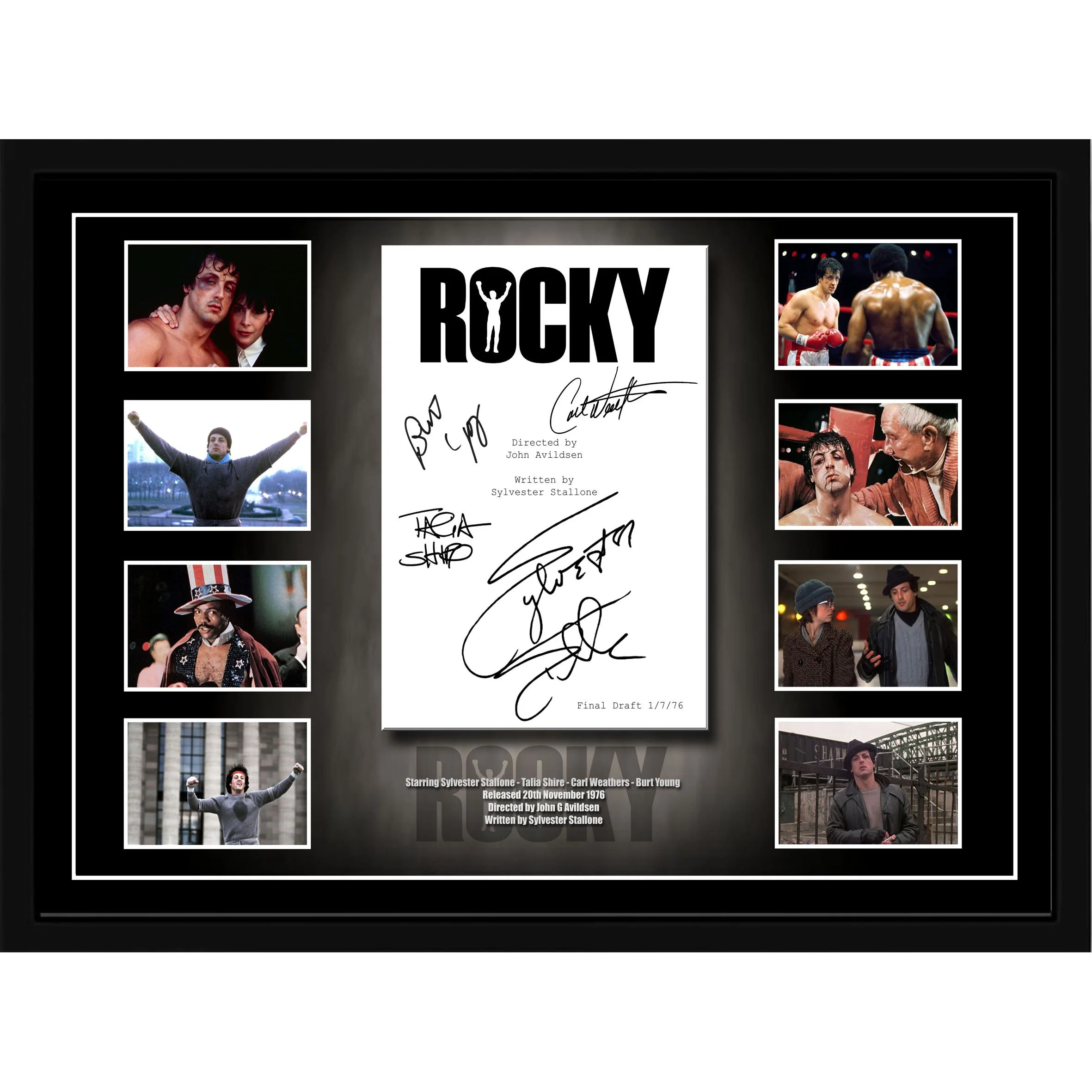 Rocky 1 (1976) Framed Cast Movie Script Memorabilia