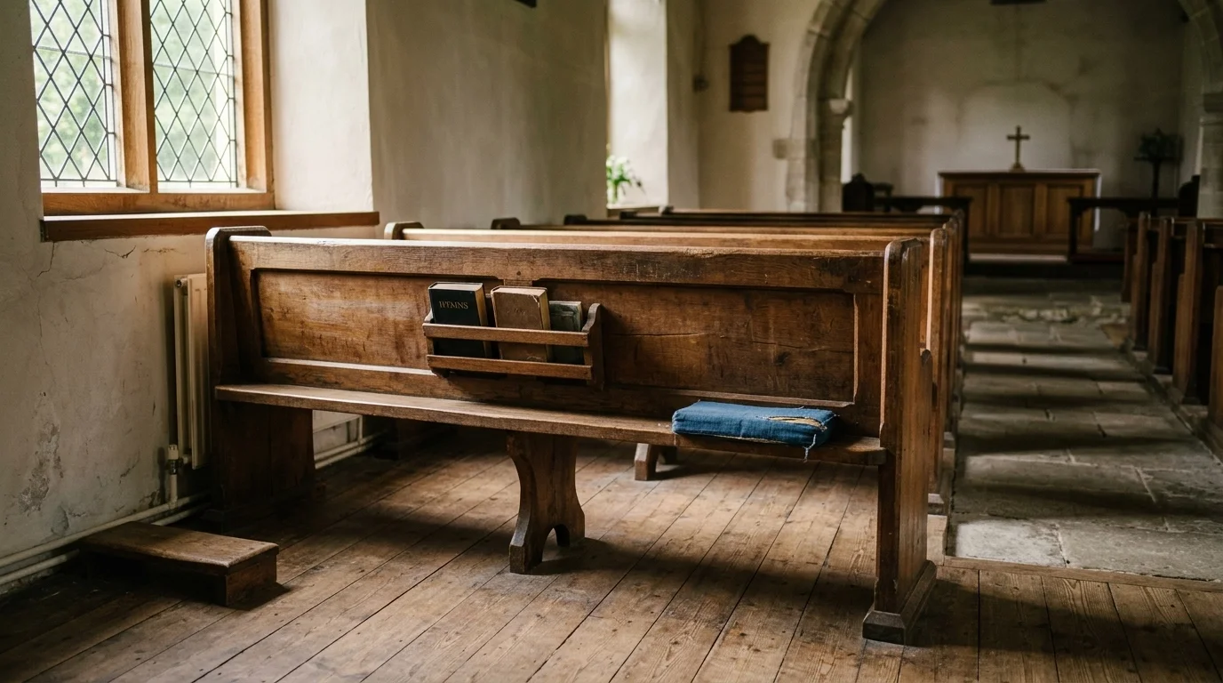 An empty pew representing the impact of deportation on the Body of Christ and Christianity and politics.