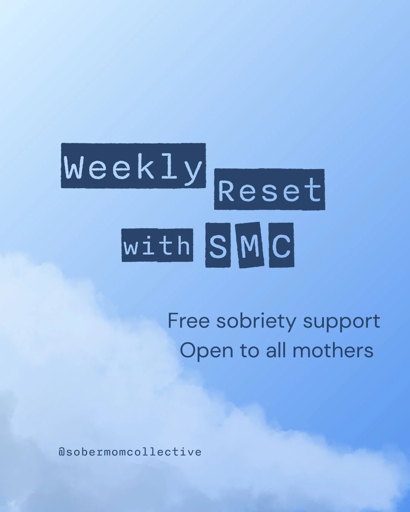 Announcing Weekly Reset with SMC &mdash; a space for a free weekly sobriety support meeting open to all mothers. All moms deserve care and support no matter where you are on your journey of sobriety and recovery. Head to our link in bio to sign up. #