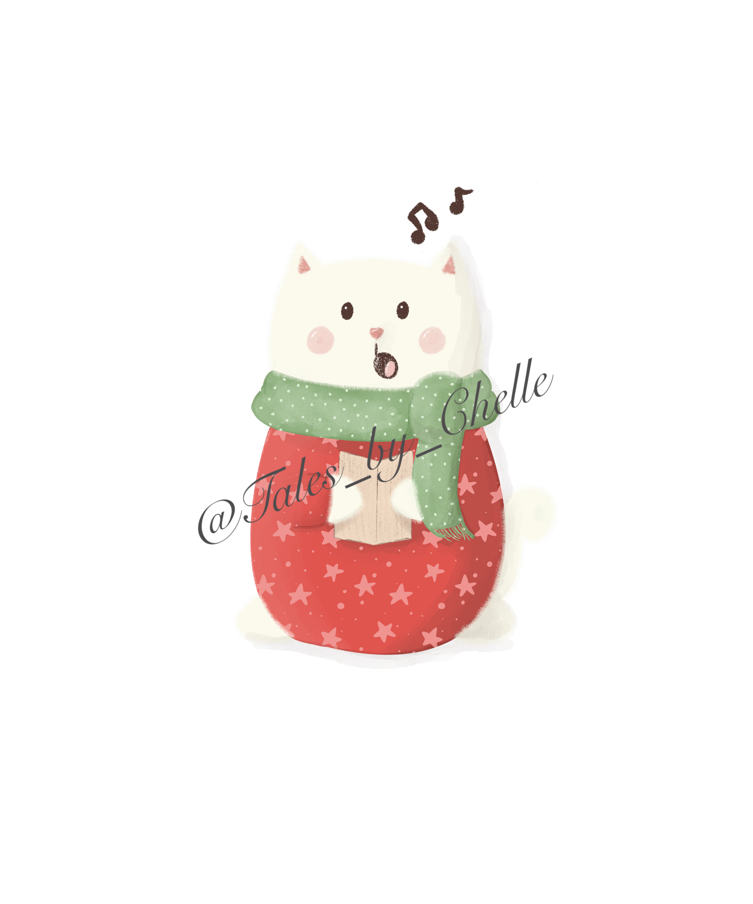 Free Clipart of the Month— Cute Christmas Caroling Cat