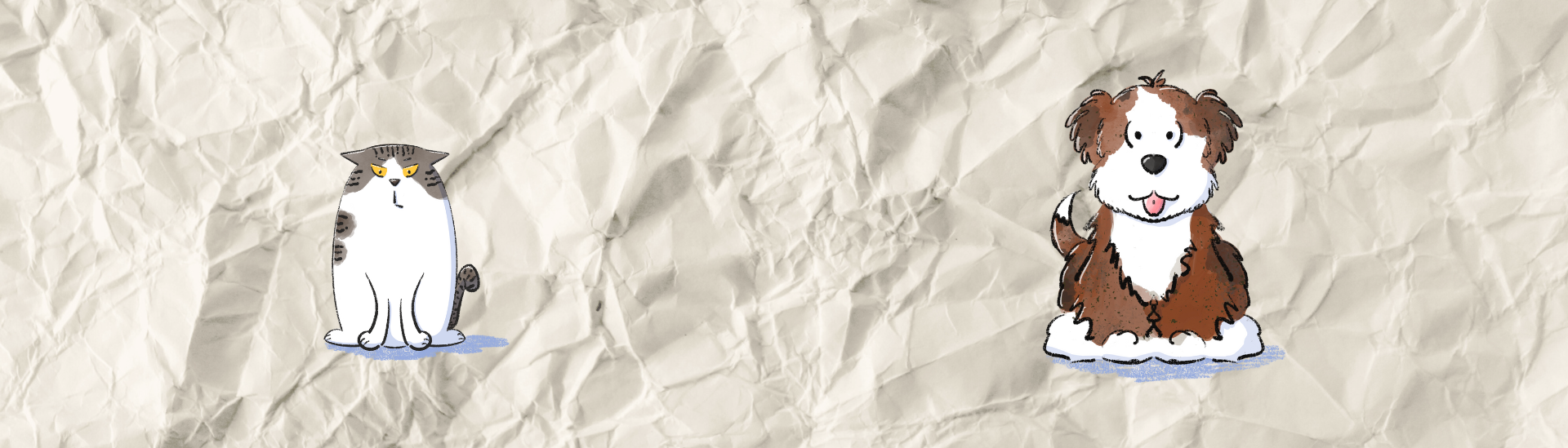 angry tabby cat and happy brown and white dog