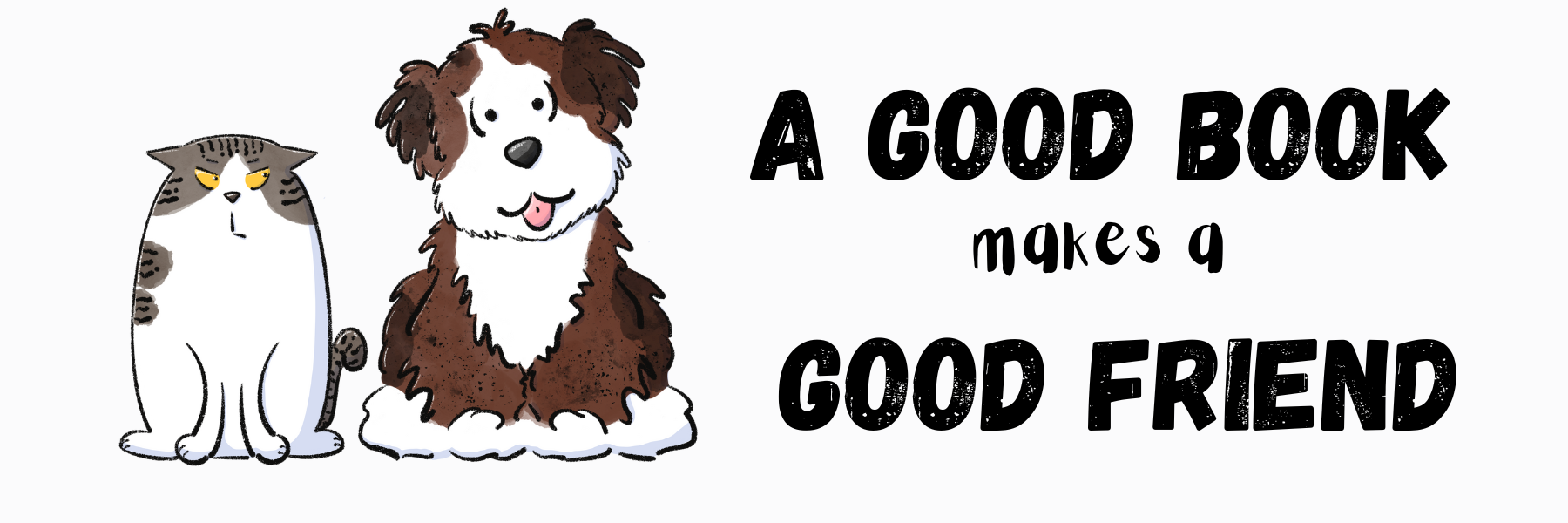 Bookmark with angry cat and happy dog