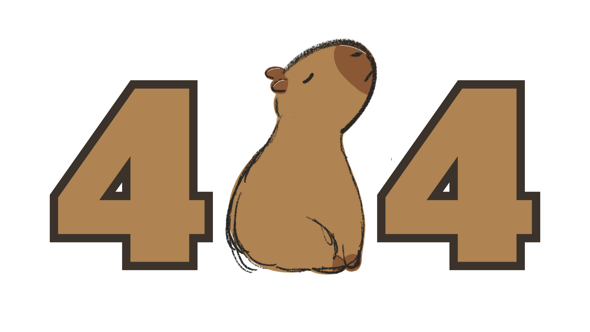 Number 4, a cartoon brown capybara in the middle, and number 4 written twice on either side of the capybara.