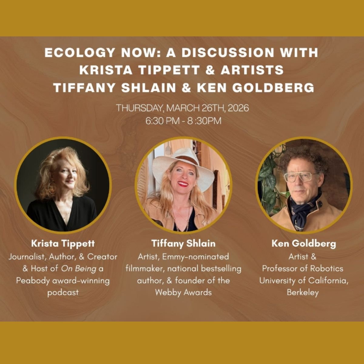Ecology Now: Krista Tippett in Conversation with Tiffany Shlain & Ken Goldberg @ di Rosa SF