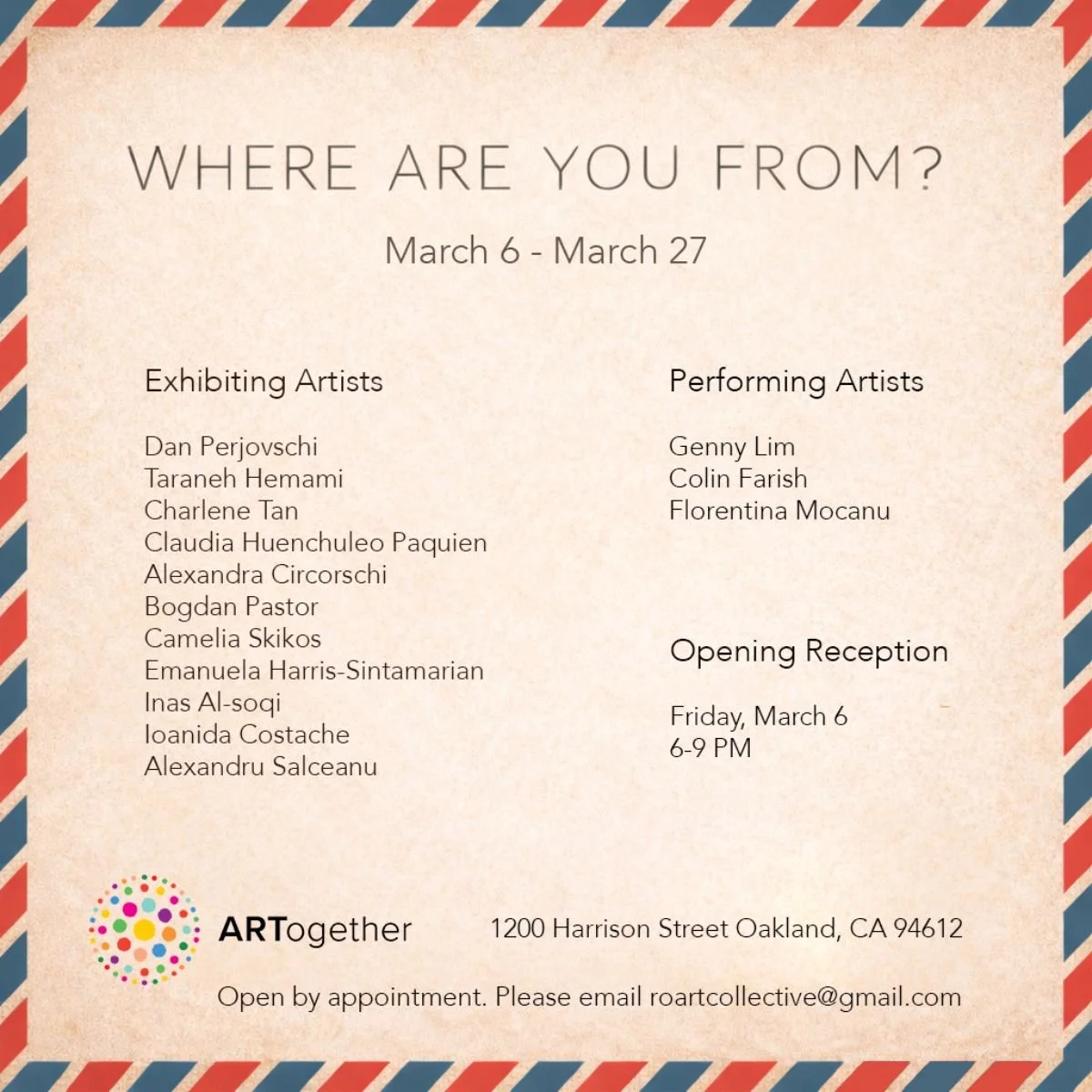 Where are you from ? - Opening Reception @ ARTogether 