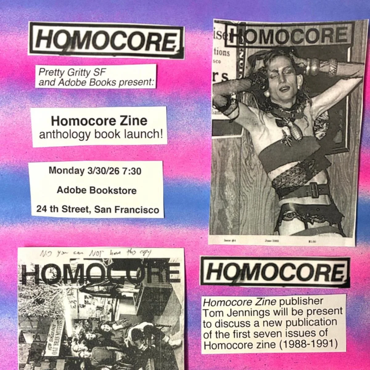 Homocore Zine Anthology Book Launch + Film Screening @ Adobe Books