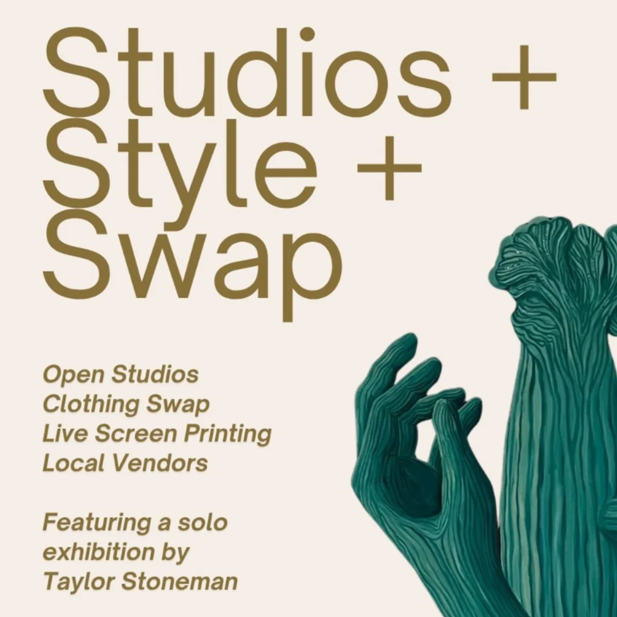 Studios, Style, Swap:  A Sustainable Fashion Event + Solo Exhibition with Taylor Stoneman @ Root Division