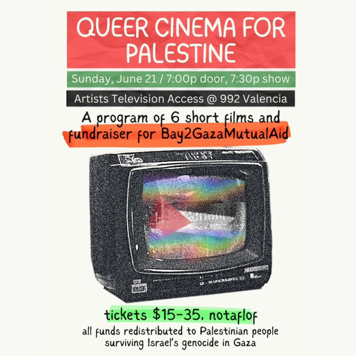 Queer Cinema for Palestine: Film Program & Fundraiser @ Artists' Television Access