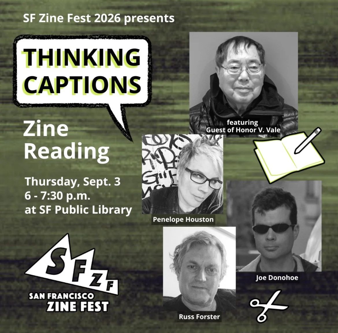 SF Zine Fest Presents: Thinking Captions Zine Reading — Featuring Honor V. Vale &amp; More @ SF Public Library