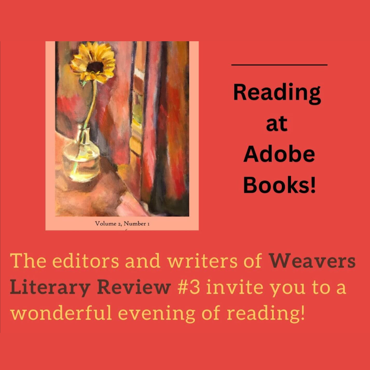 Weavers Literary Review — Reading @ Adobe Books