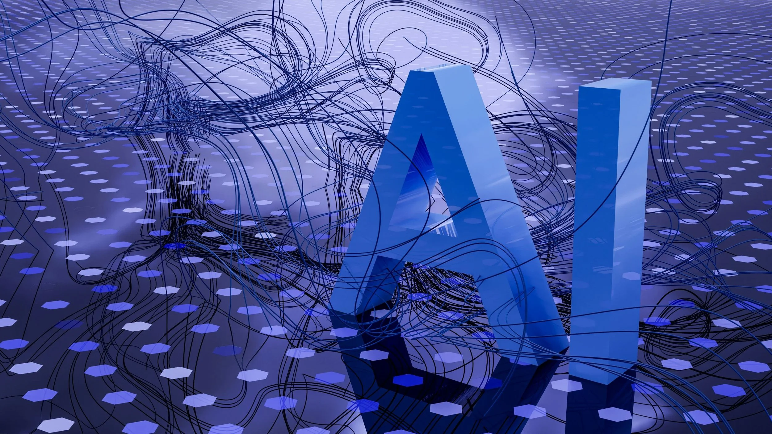 AI art featuring blue with the word AI in bold