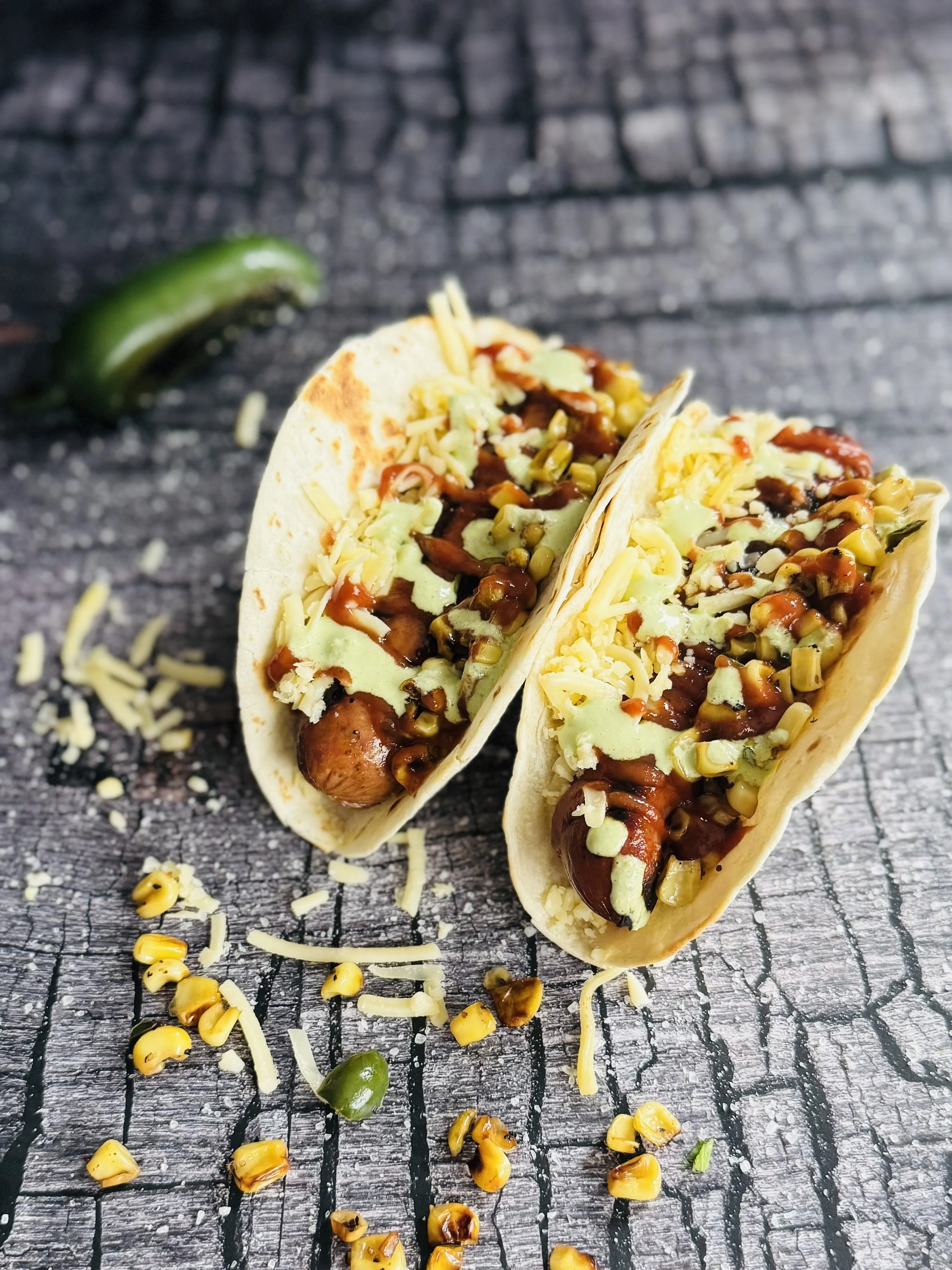 The Texican - pork kielbasa sausage taco