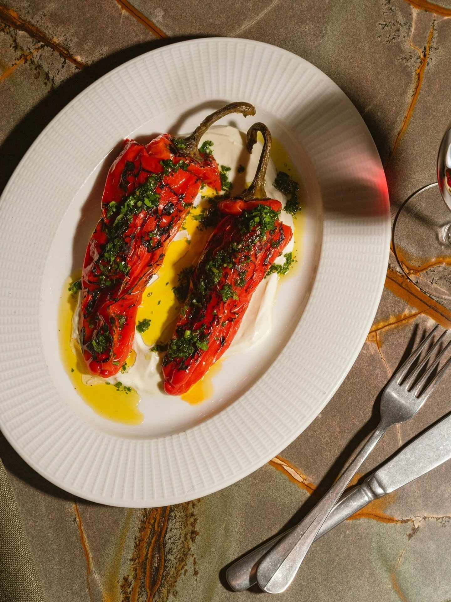 Yemista. Bold flavours, balanced with a touch of yoghurt.